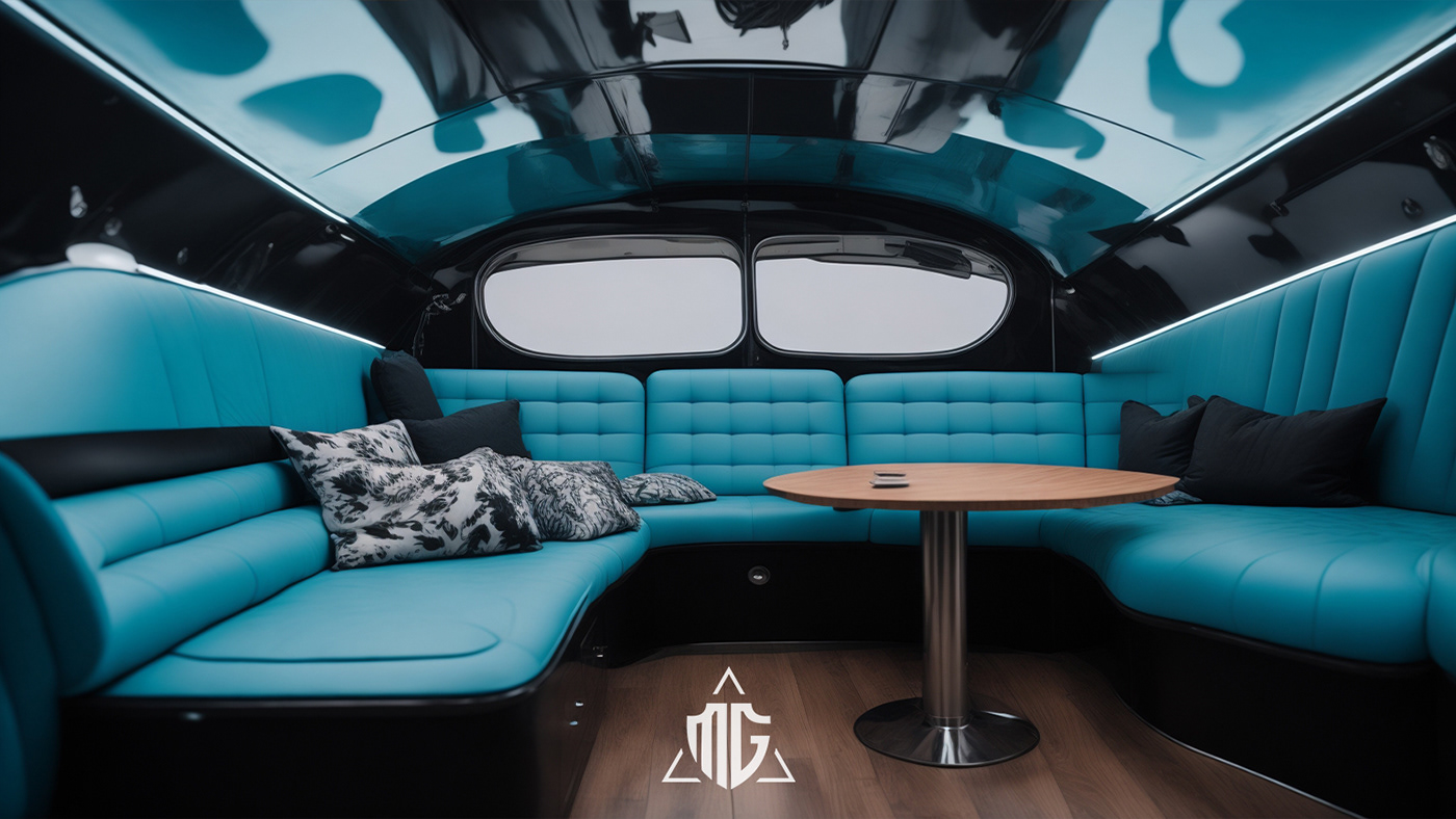 airstream airstream trailer camping Couch furniture interior design  modern sofa Travel visualization