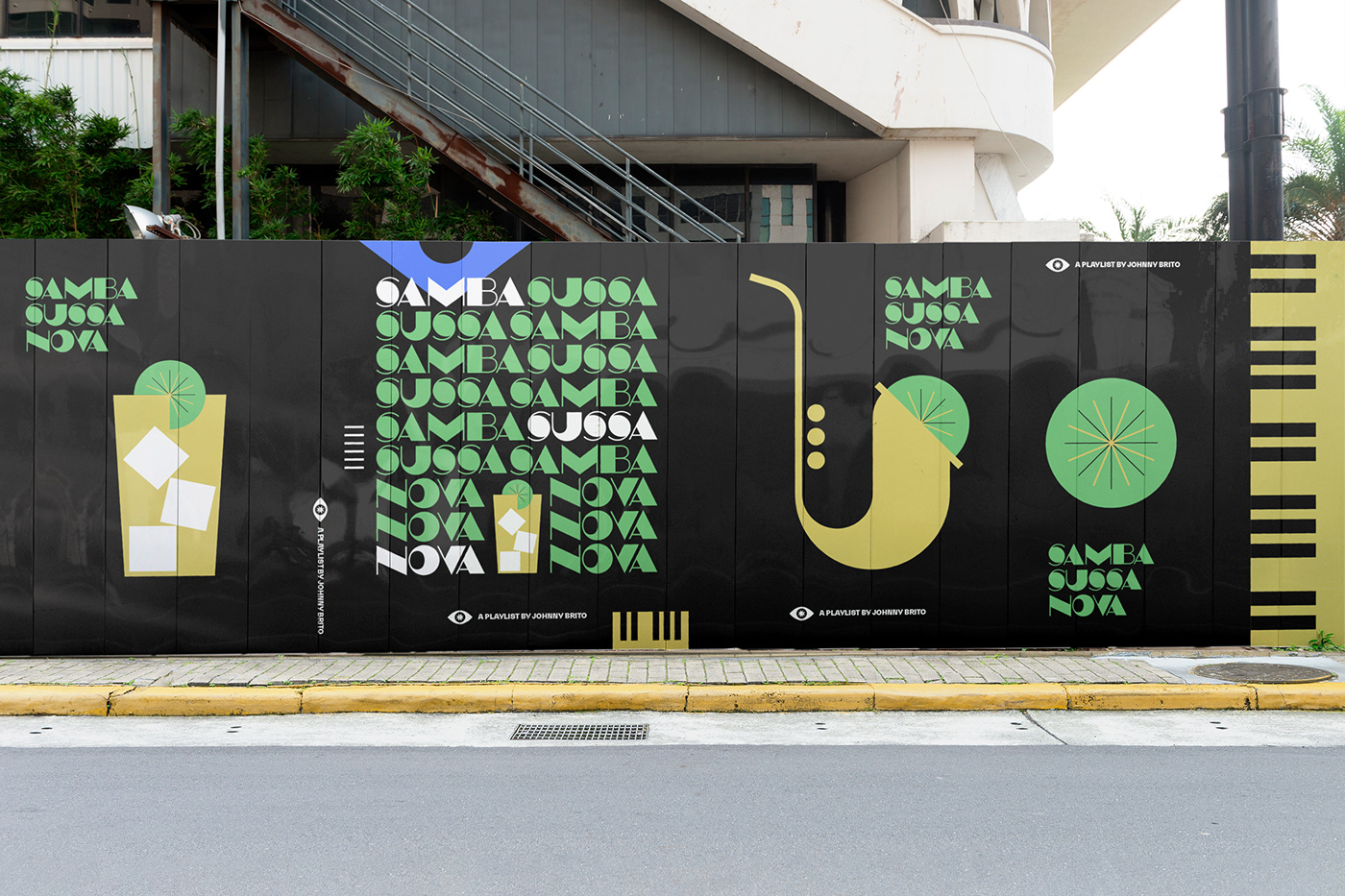 Bossa Nova Brazil cover custom type music playlist poster Samba spotify typography  
