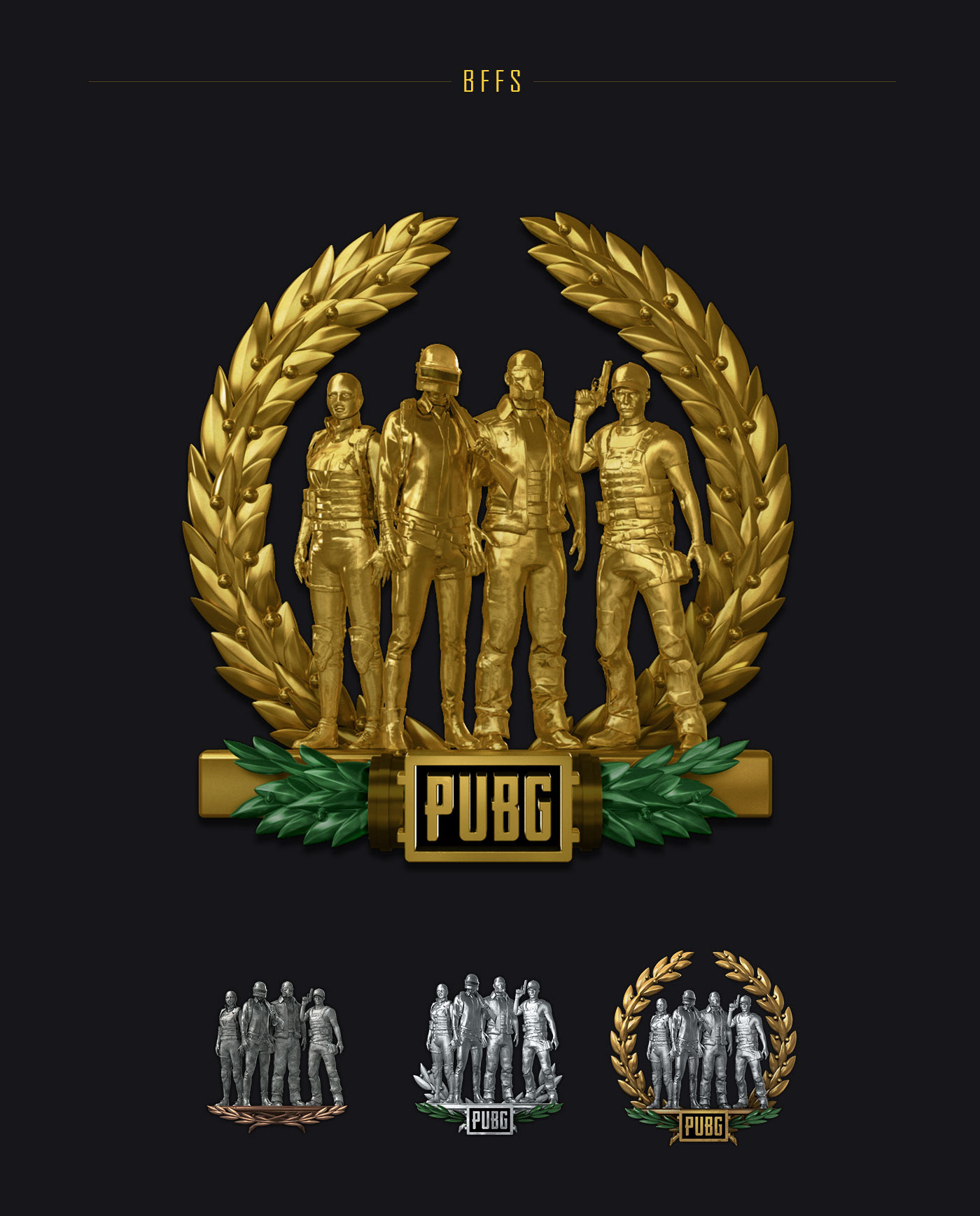 3D 3d modeling 3dsmax Battlegrounds gamedesign Marmoset pubg emblem logo Medal
