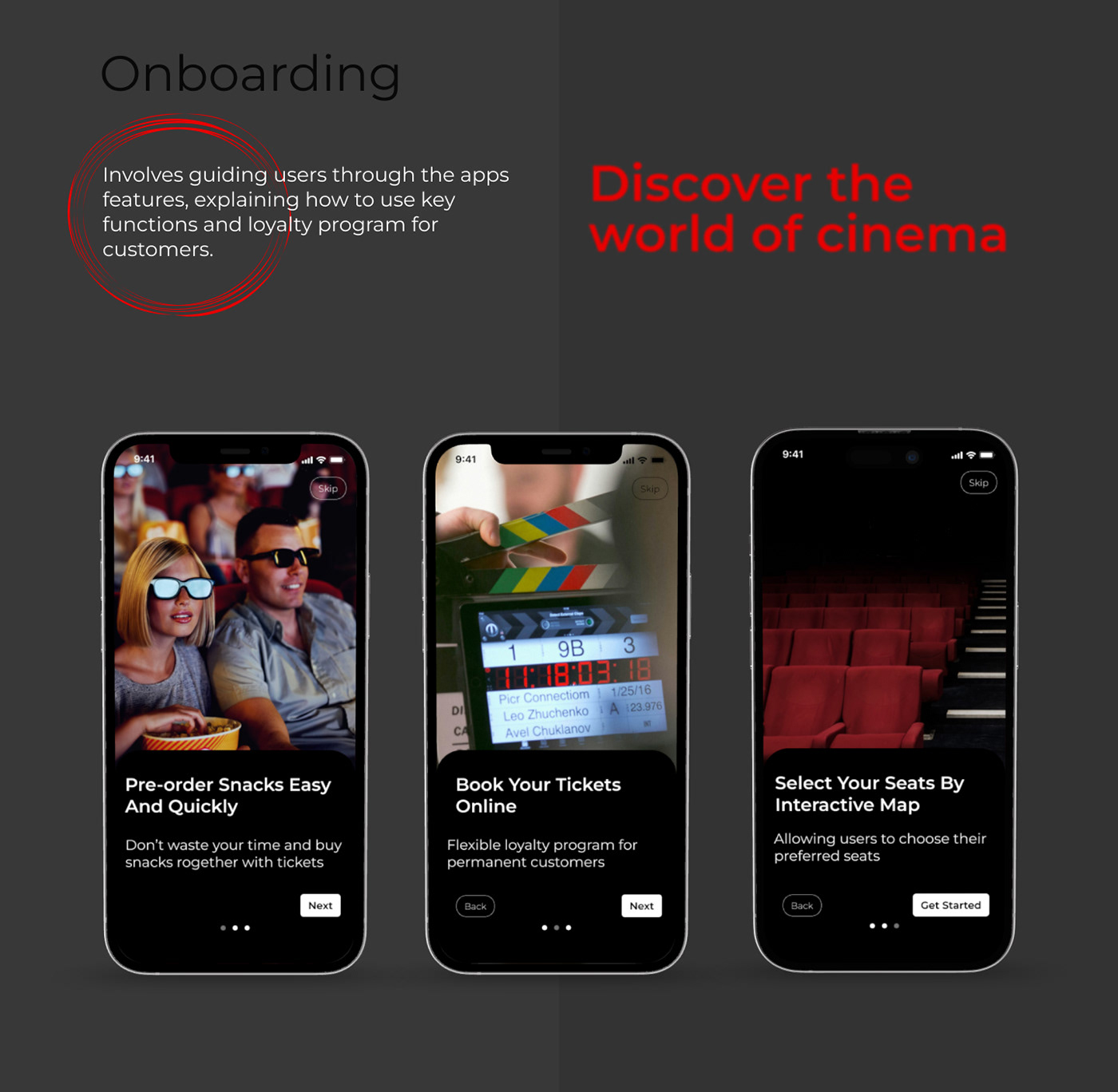 Cinema design movie Film   Booking UI/UX UI ux app mobile