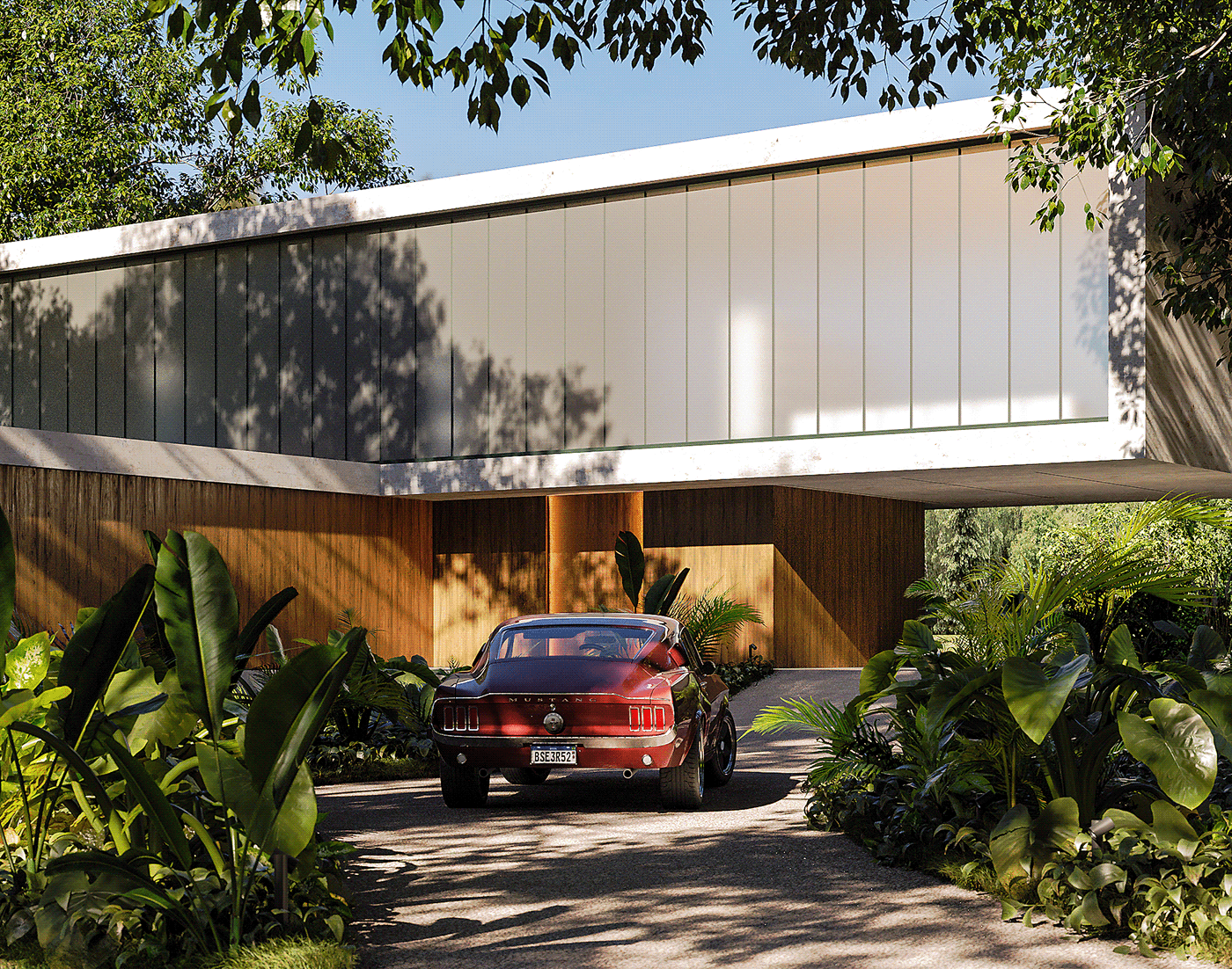 3D architecture archiviz CGI concrete corona exterior house Render visualization