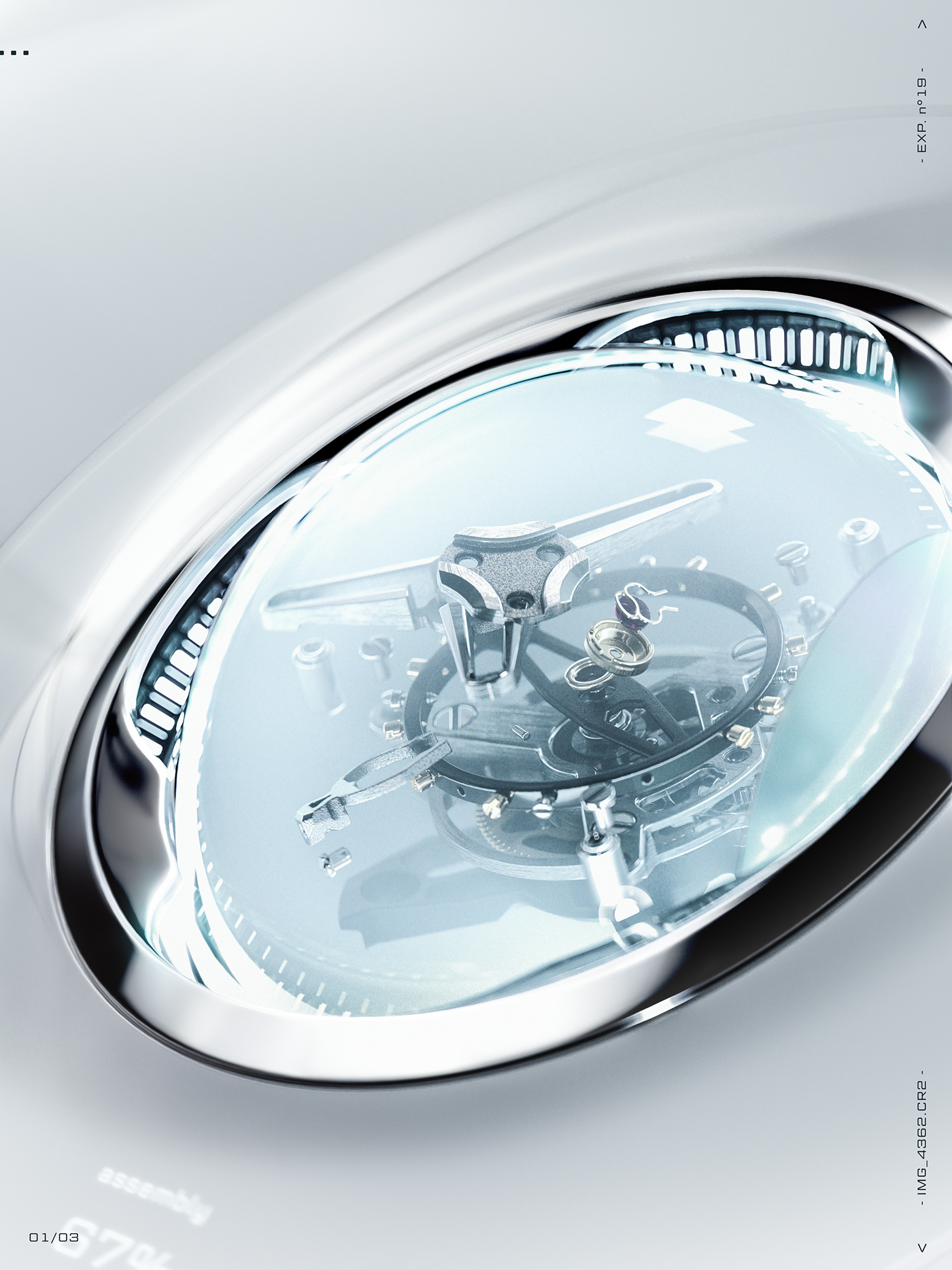 3D CGI concept future horology luxury mechanism thierry Vanguart watch