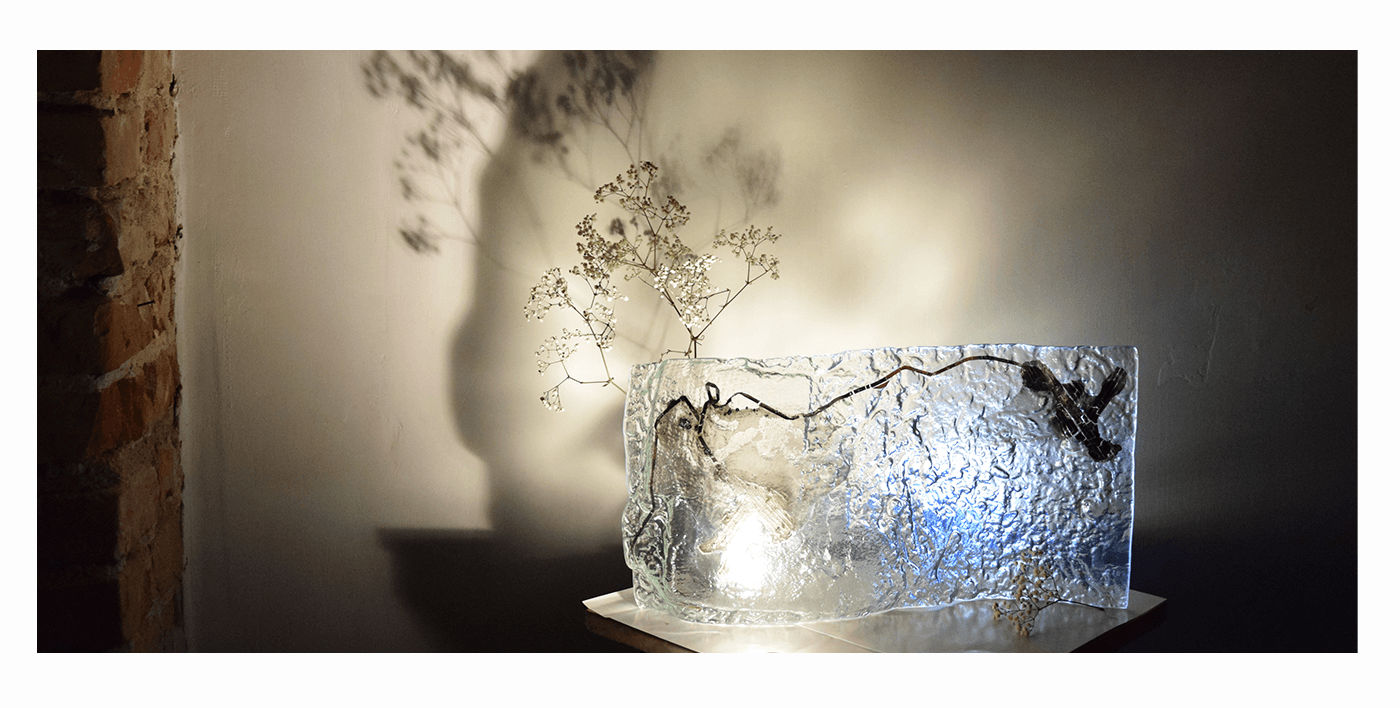 glass glassart metal installation light sound music fusedglass
