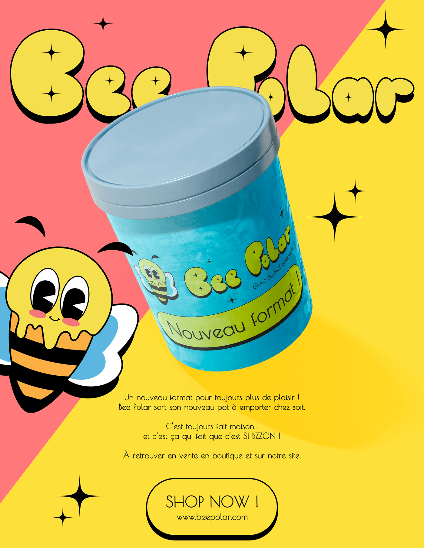 honey ice cream logo visual identity Graphic Designer adobe illustrator Logo Design Packaging yellow bee
