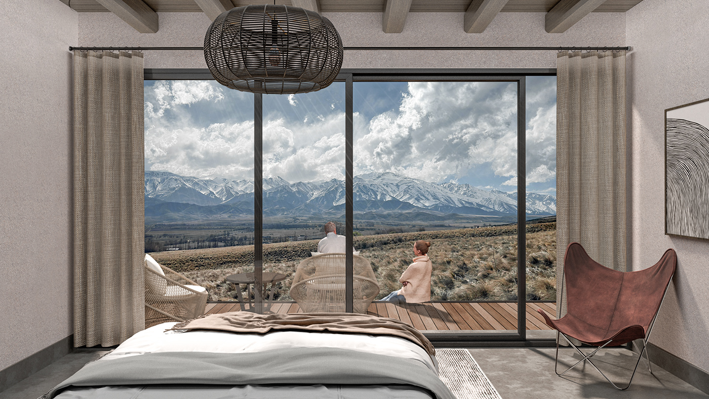 hospitality design hotel restaurant vray Render visualization architecture mountain architecture