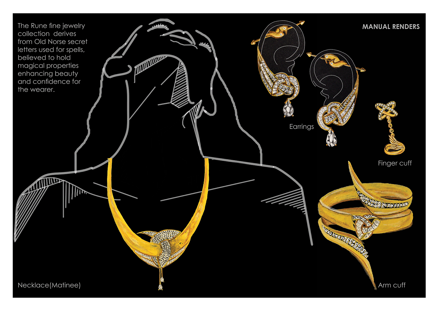 Jewellery design manual rendering design product design  NIFT Delhi fine jewelry visualization booknook costume jewelry light fixture design