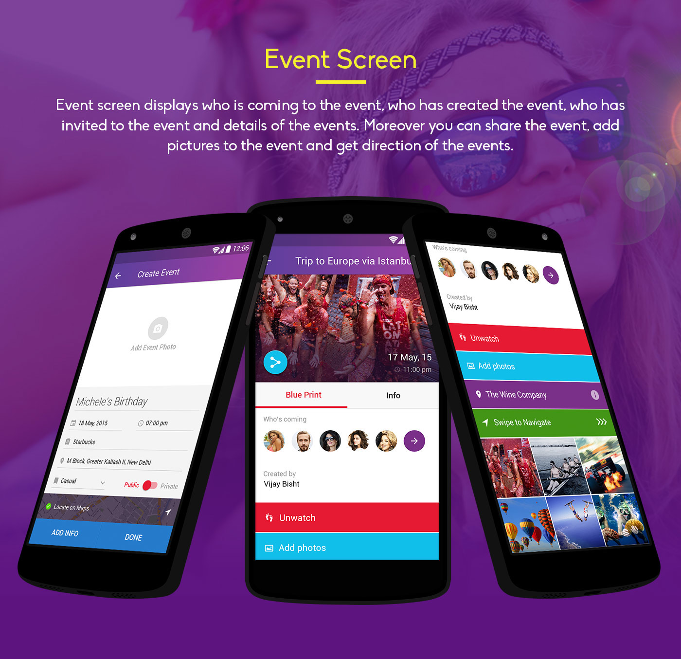 Social app material design Android Material App lollipop design Android Lollipop App app concept photo sharing app