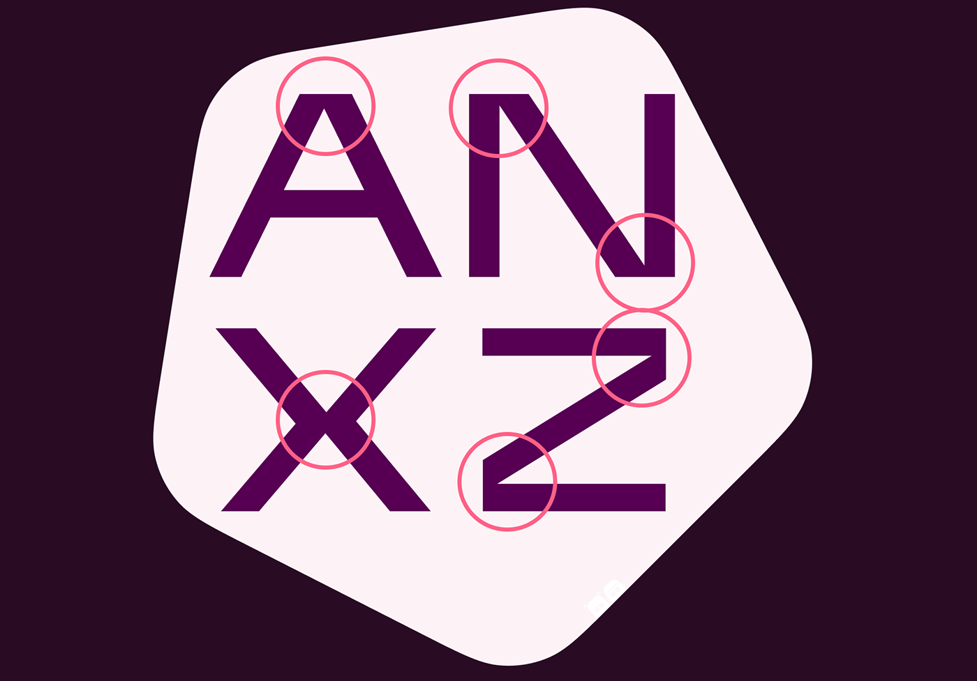 Letters A, N, X, and Z. Red circles demonstrate design details