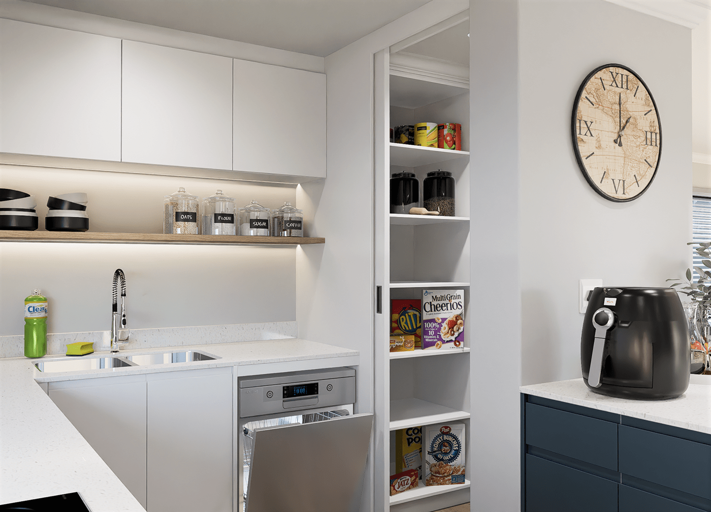 3D archviz design Interior interior design  kitchen modern Render visualization