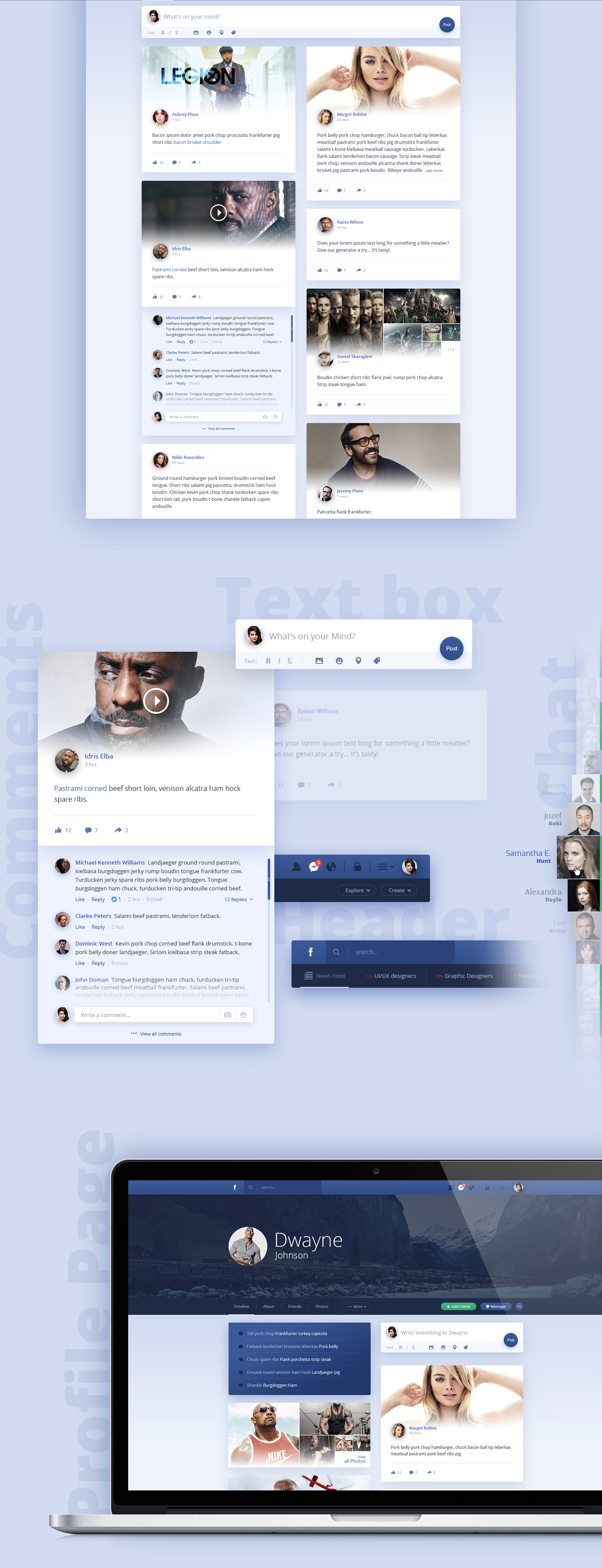 facebook concept redesign social calendar timeline messenger Webdesign UI