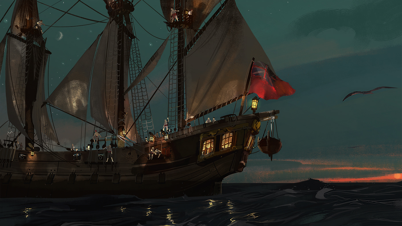 book treasure Island stevenson ILLUSTRATION  pirates adventure sea wind cover