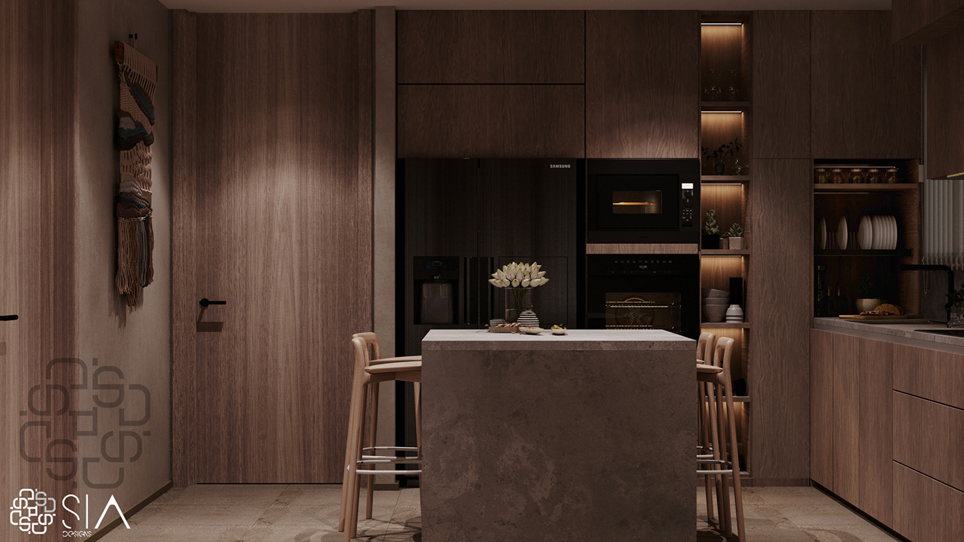 3ds max interior design  kitchen Render visualization