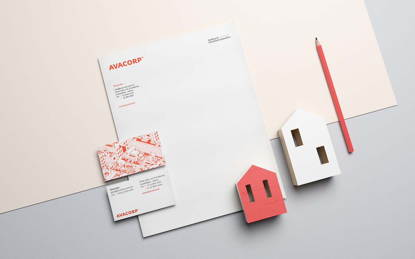 real estate house ILLUSTRATION  Isometric architecture branding  Stationery menta picante