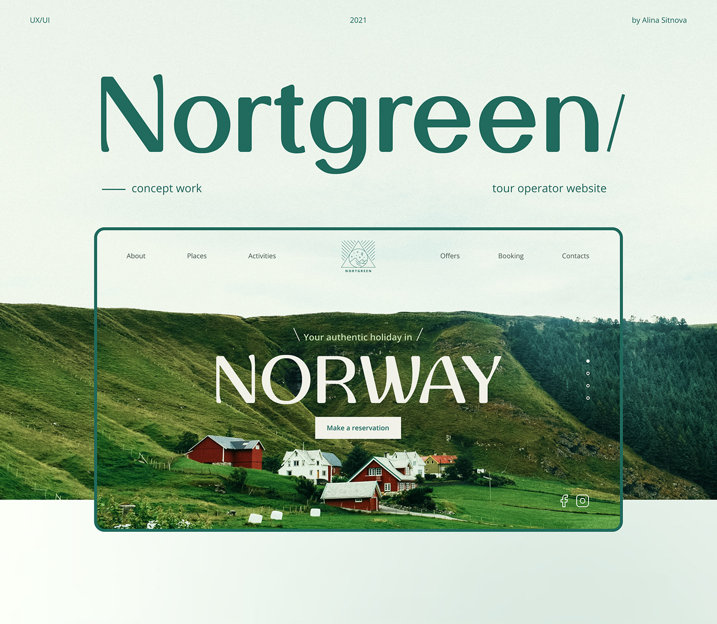 ecological Figma green norway Scandinavia tour operator travel agency travel site ux/ui web-design