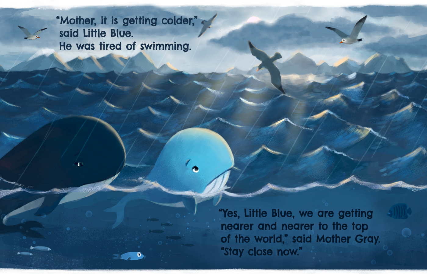 Whale fish game app sea Ocean colorful kids interactive swim octopus bird owl