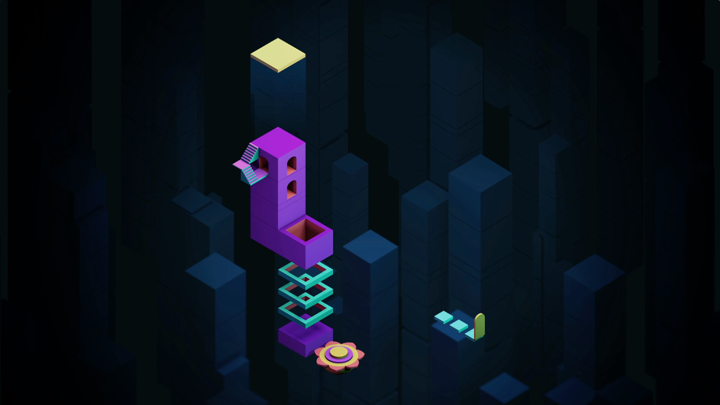Isometric adventure animation  gif cinema 4d after effects pixel minimalist