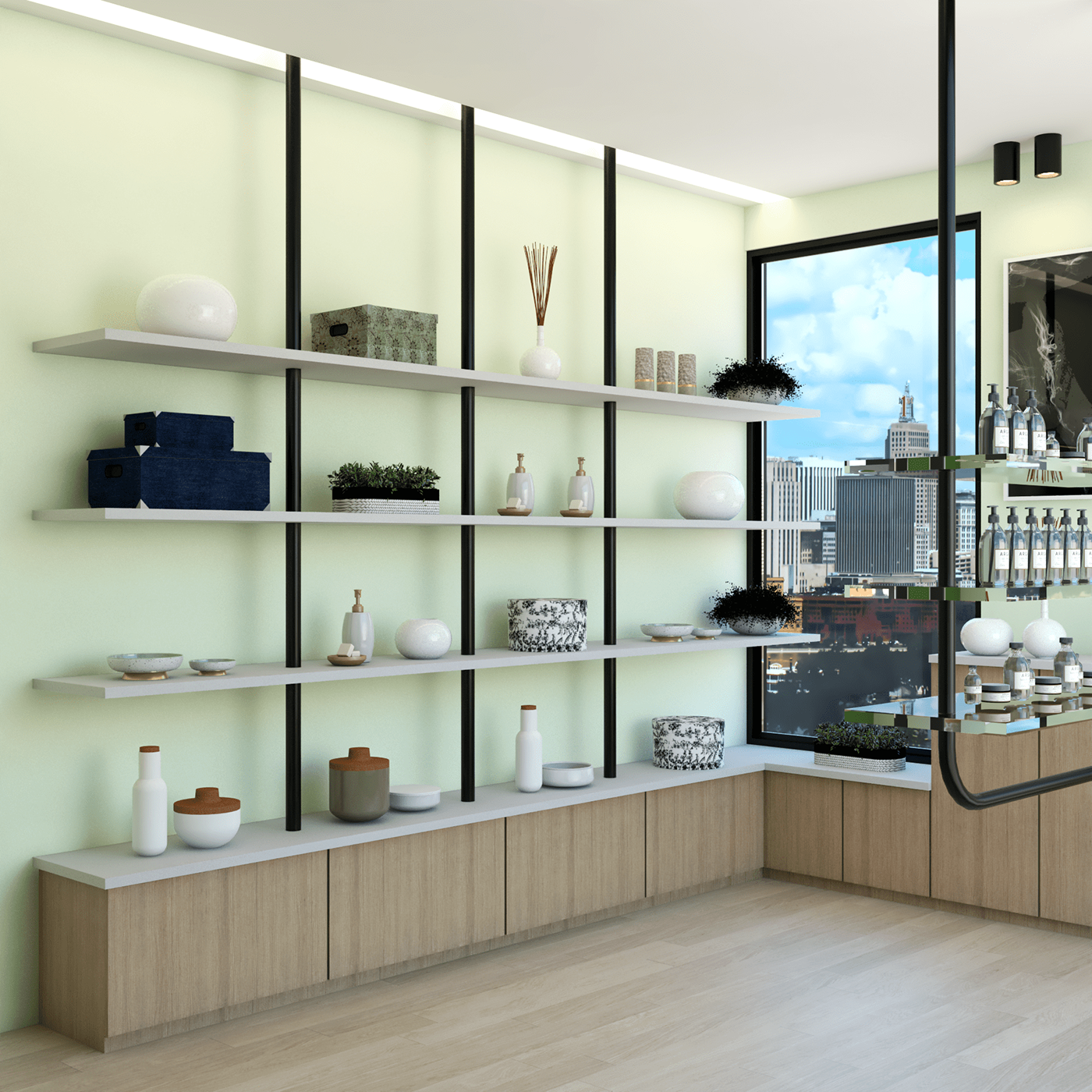 croqui design de interiores interior design  interiores comerciais loja em 3d Modelagem projeto 3d