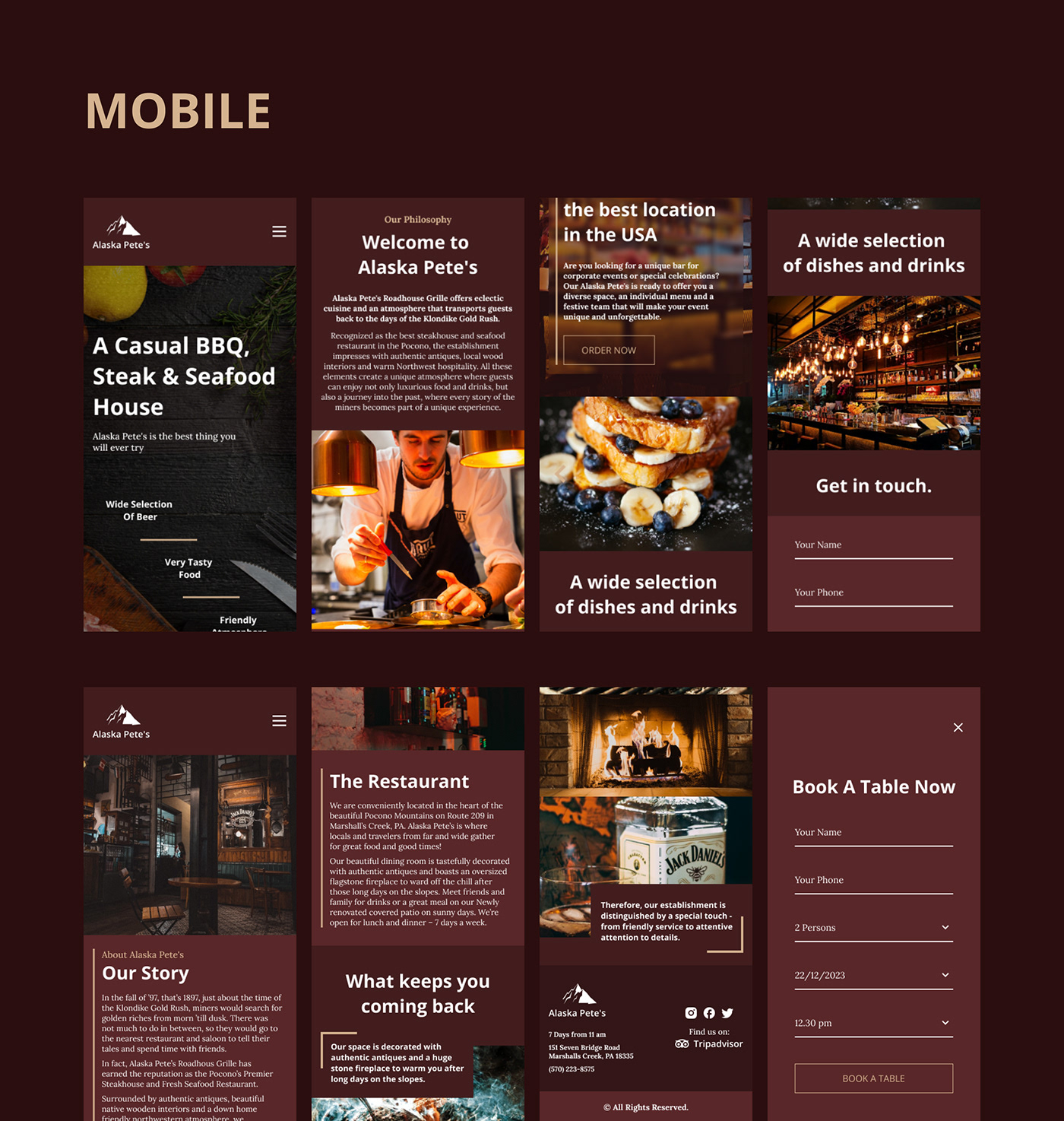 Web Design  landing page redesign Restourant Food  menu design Figma UI/UX Alaska Pete's
