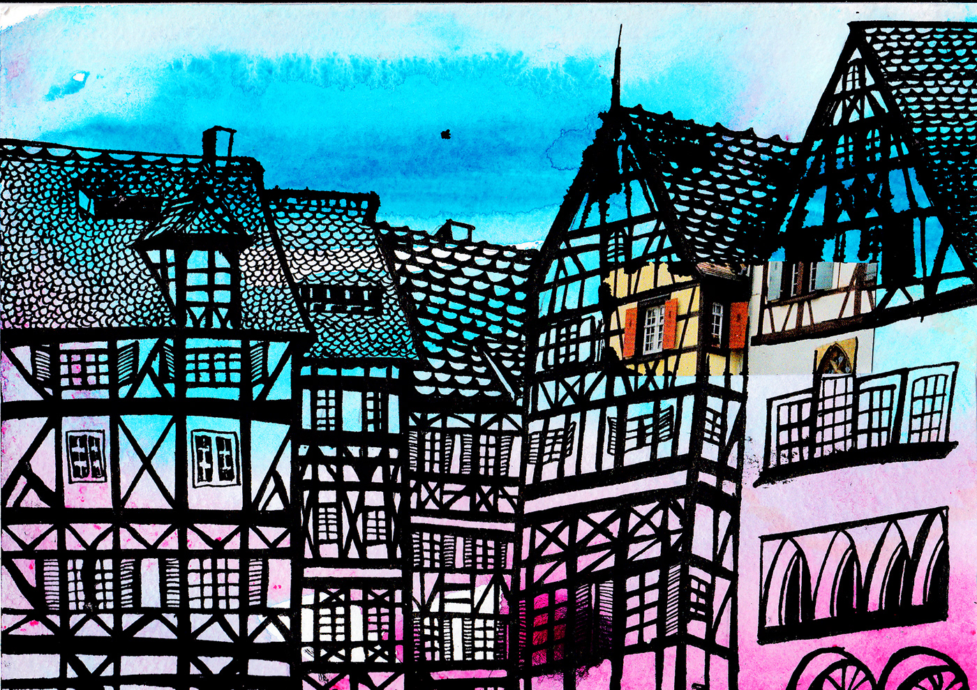 architecture france painting   patrimoine Photography  strasbourg