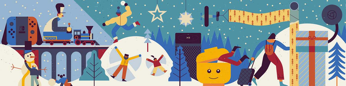 google festive Christmas holidays Games toys tech owendavey folioart