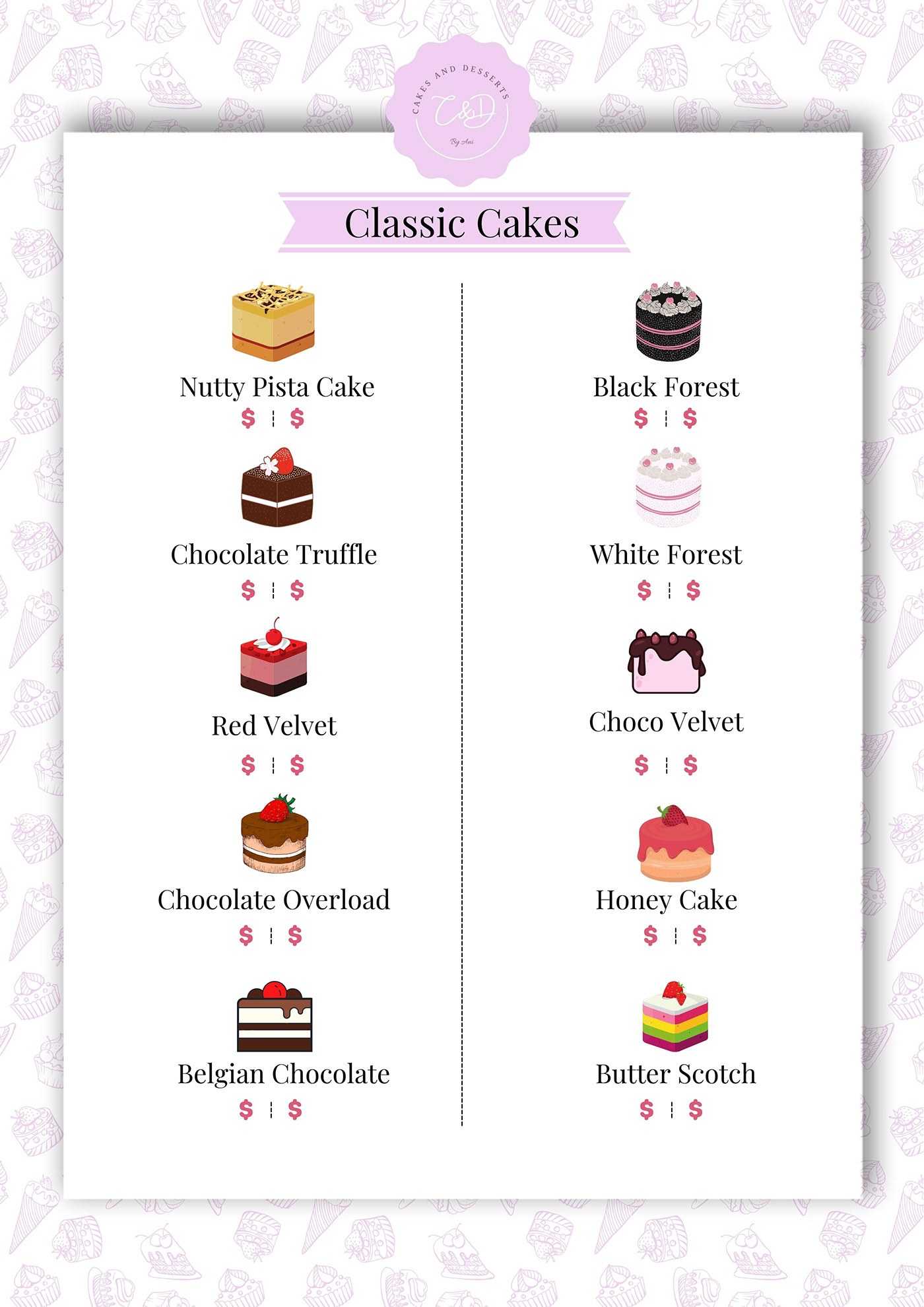 menu menu designs cake cakery bakery banner design banner Graphic Designer Brand Design