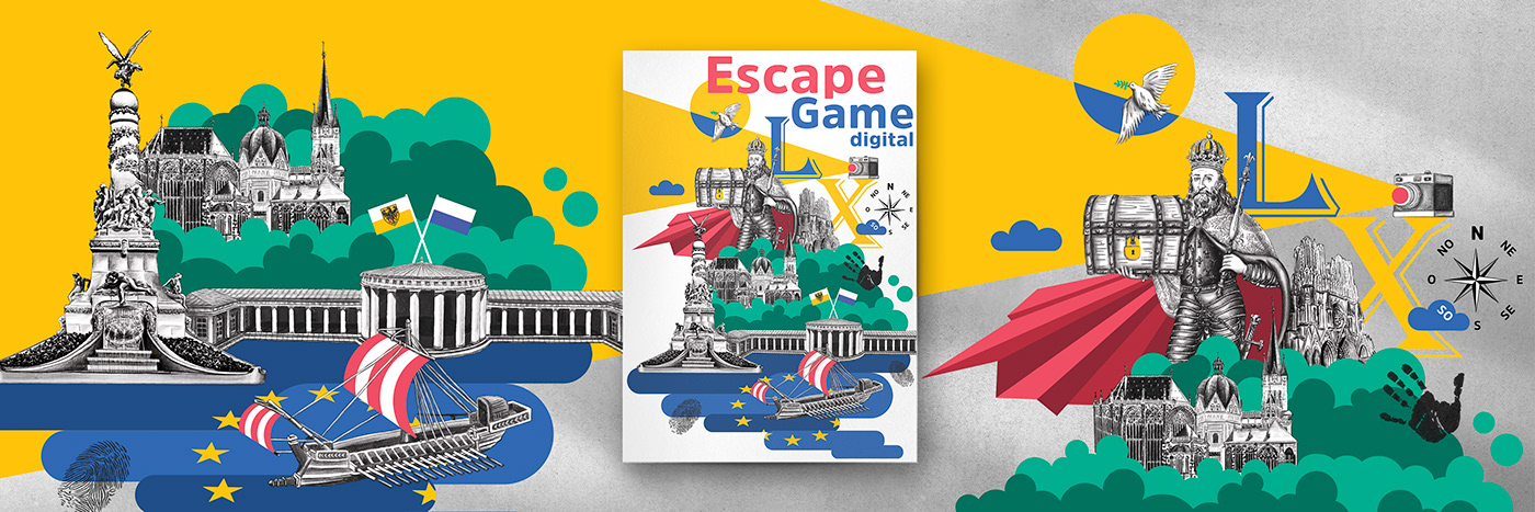 Digital Art  escape game geometry graphic graphic design  history ILLUSTRATION  pencil poster Poster Design