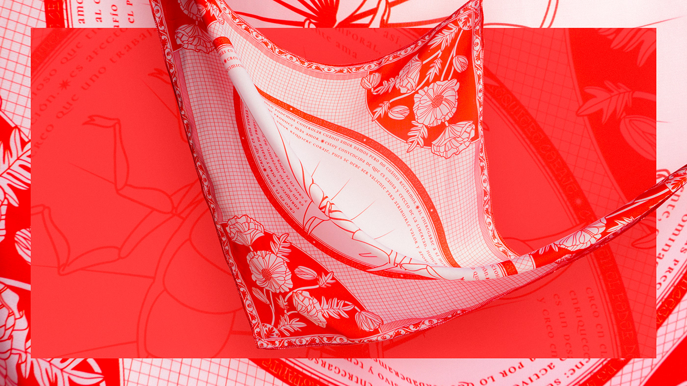 composición emotions fabrics Handkerchief ILLUSTRATION  Layout Pañuelo personalproject poeticobjects Relationships