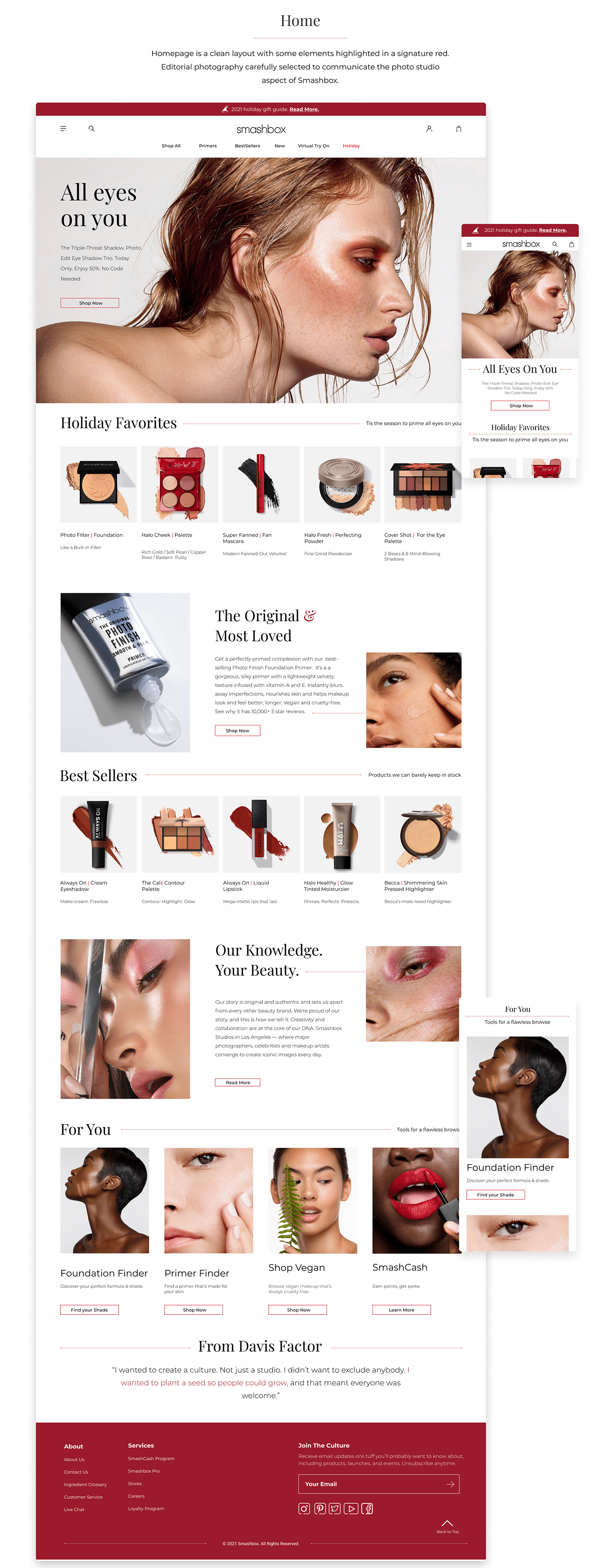 cosmetics digital Figma redesign repsonsive design Smashbox UI ux Web Design  design