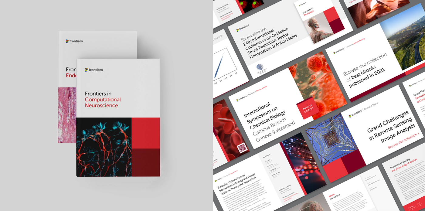 brand identity colorful digital frontiers journal publishing   Rebrand redesign science Scientific Journal