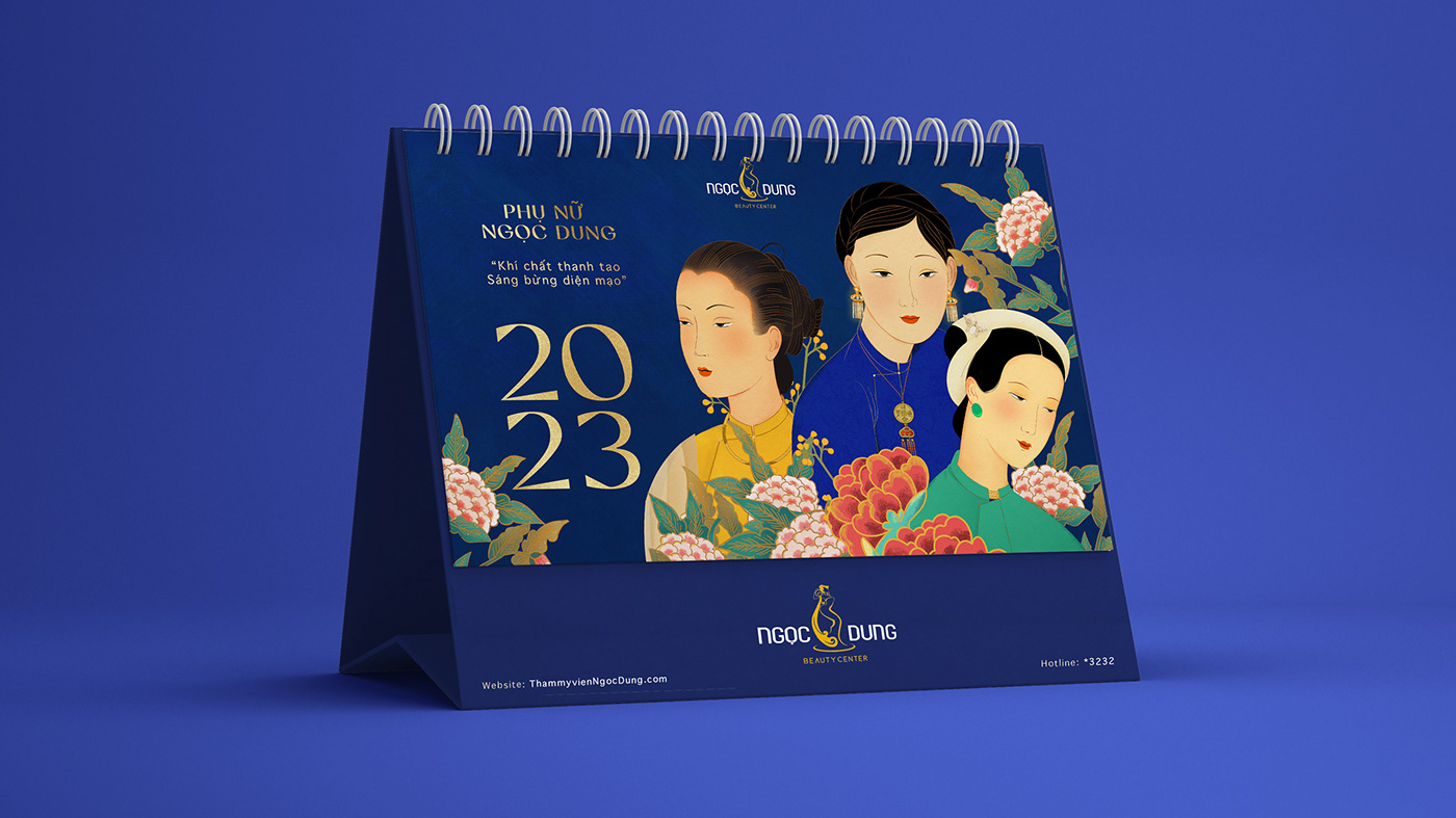 2023 calendar calendar digital painting new year NGOCDUNGBEAUTY portrait TRADITIONAL ART vietnam vietnamesewomenbeauty