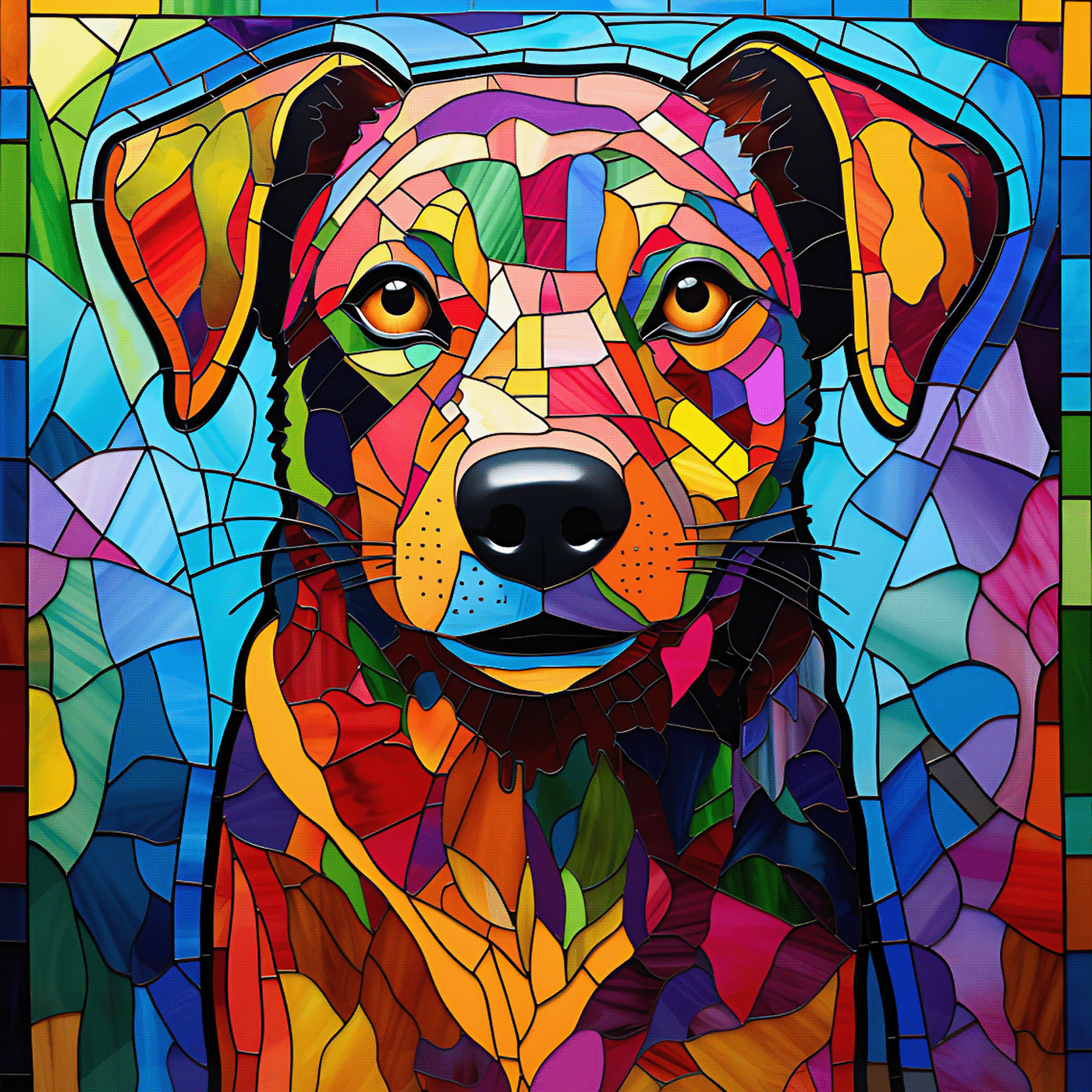 stained glass glass effect dog animal Pet graphic design  midjourney Digital Art  Drawing  Stained  Dog