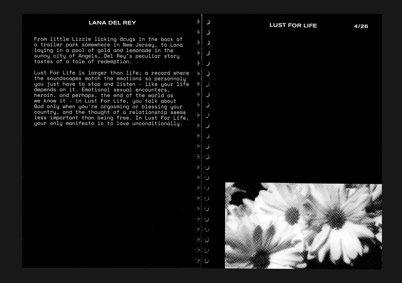 Lana Del Rey editorial publication graphic design  book book design typography   Layout page layout Typeface