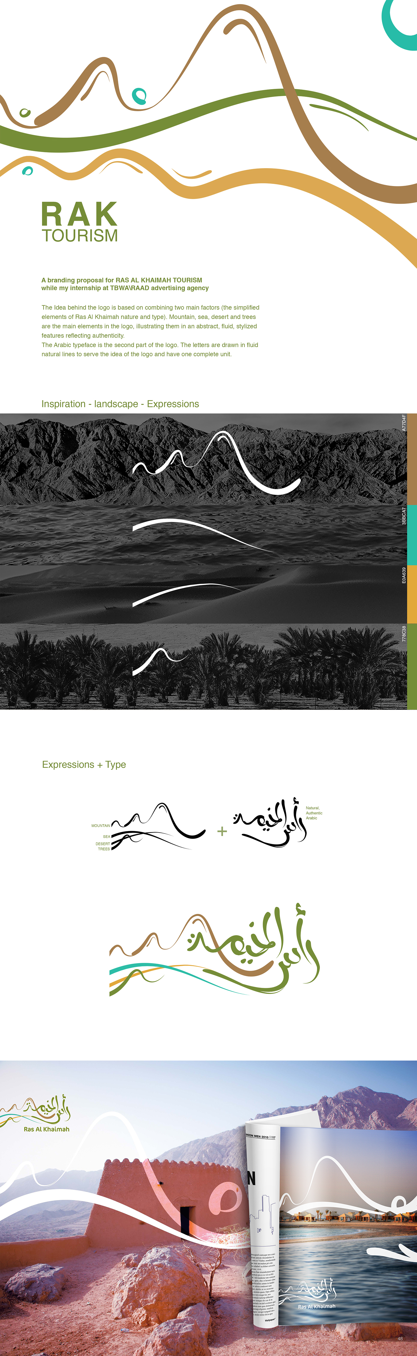 branding  logo graphic design  campaign tourism Nature colors rak fluid lines