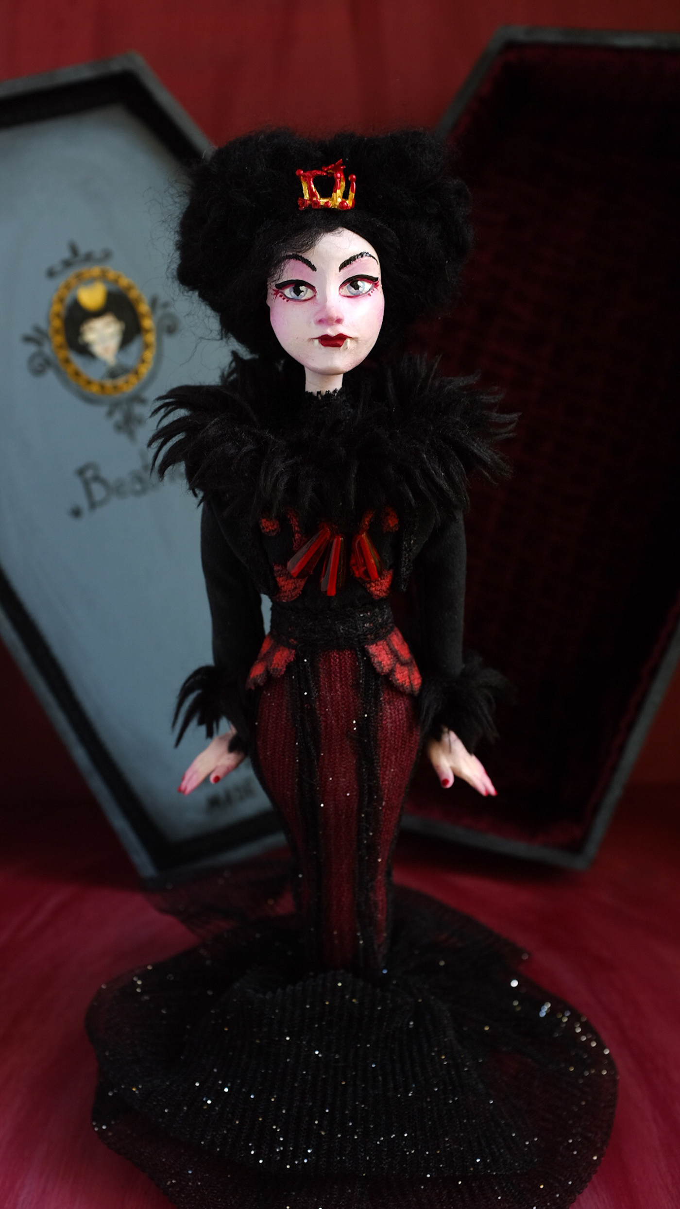 art doll art toy Character design  collectible gothic Halloween handmade ooak doll spooky vampire