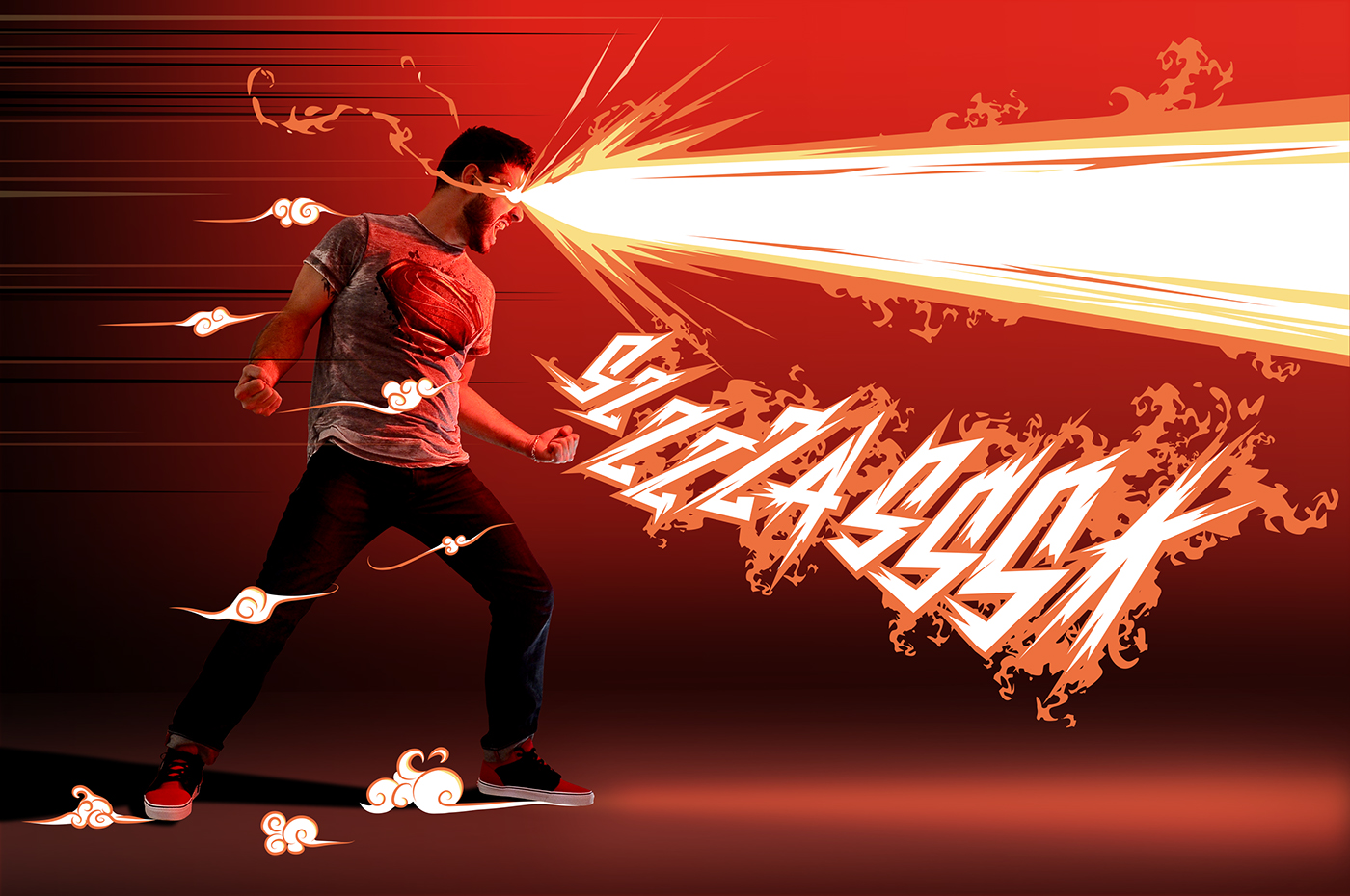 Illustrator adobe photoshop manga sangoku superman STREET FIGHTER BLANKA power super montage dessin comic comics
