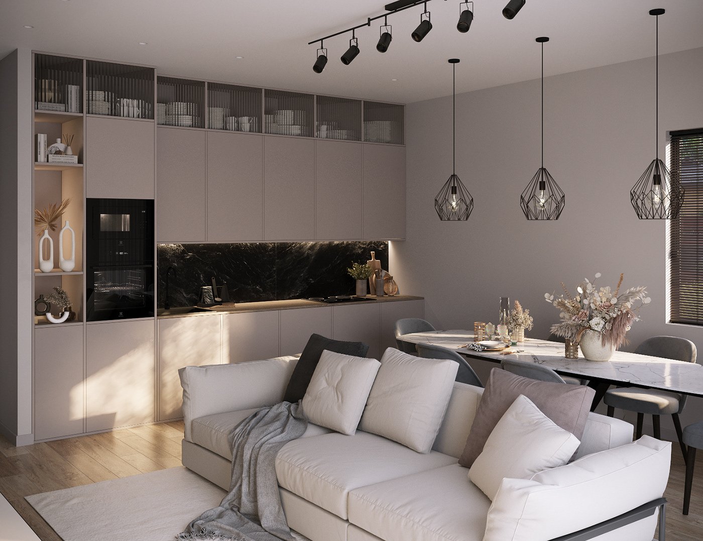 design interior design  visualization Render modern corona kitchen living room CGI 3ds max