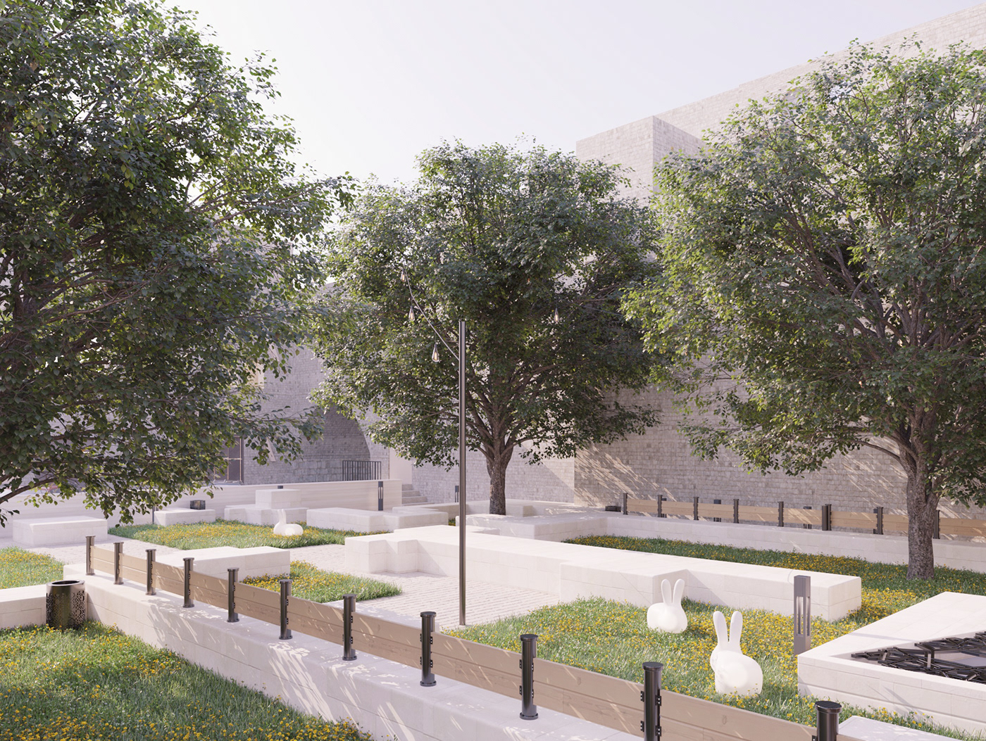 3ds max corona render  exterior garden interior design  Landscape Architecture  landscaping Render square Urban Design