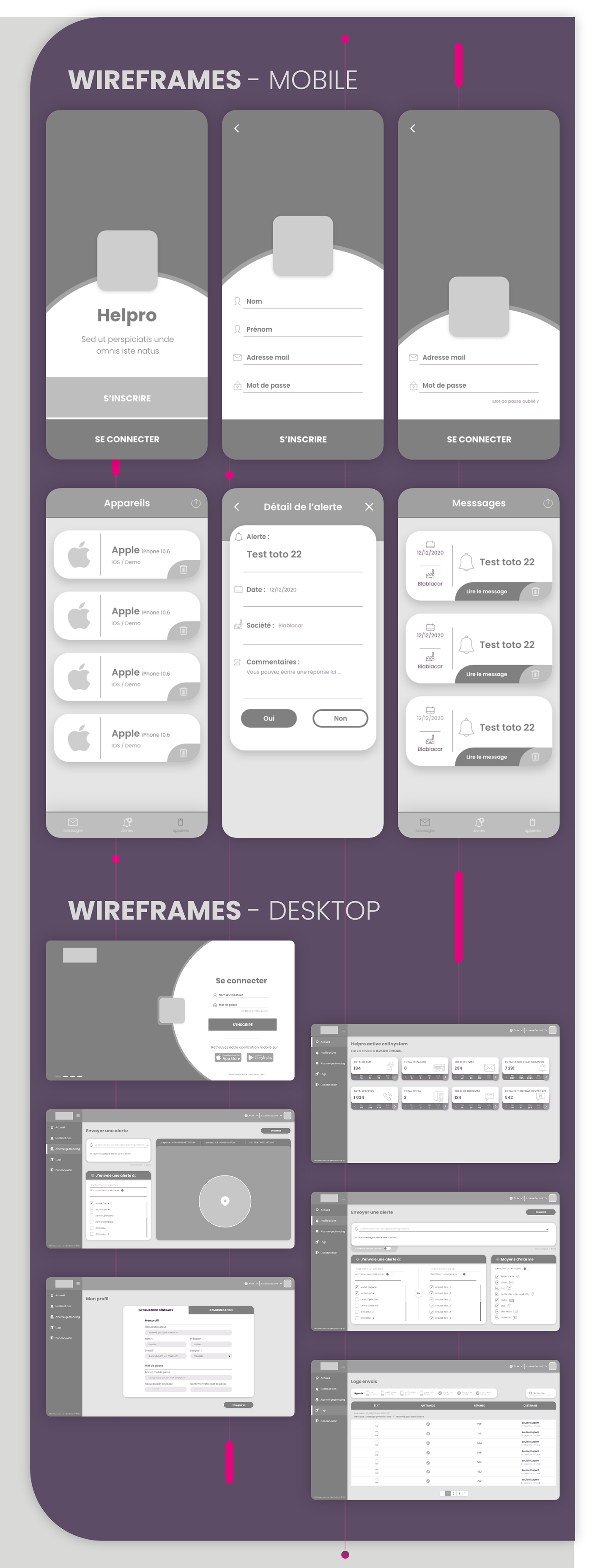 design help helpro interfaces redesign UI/UX Design wireframes