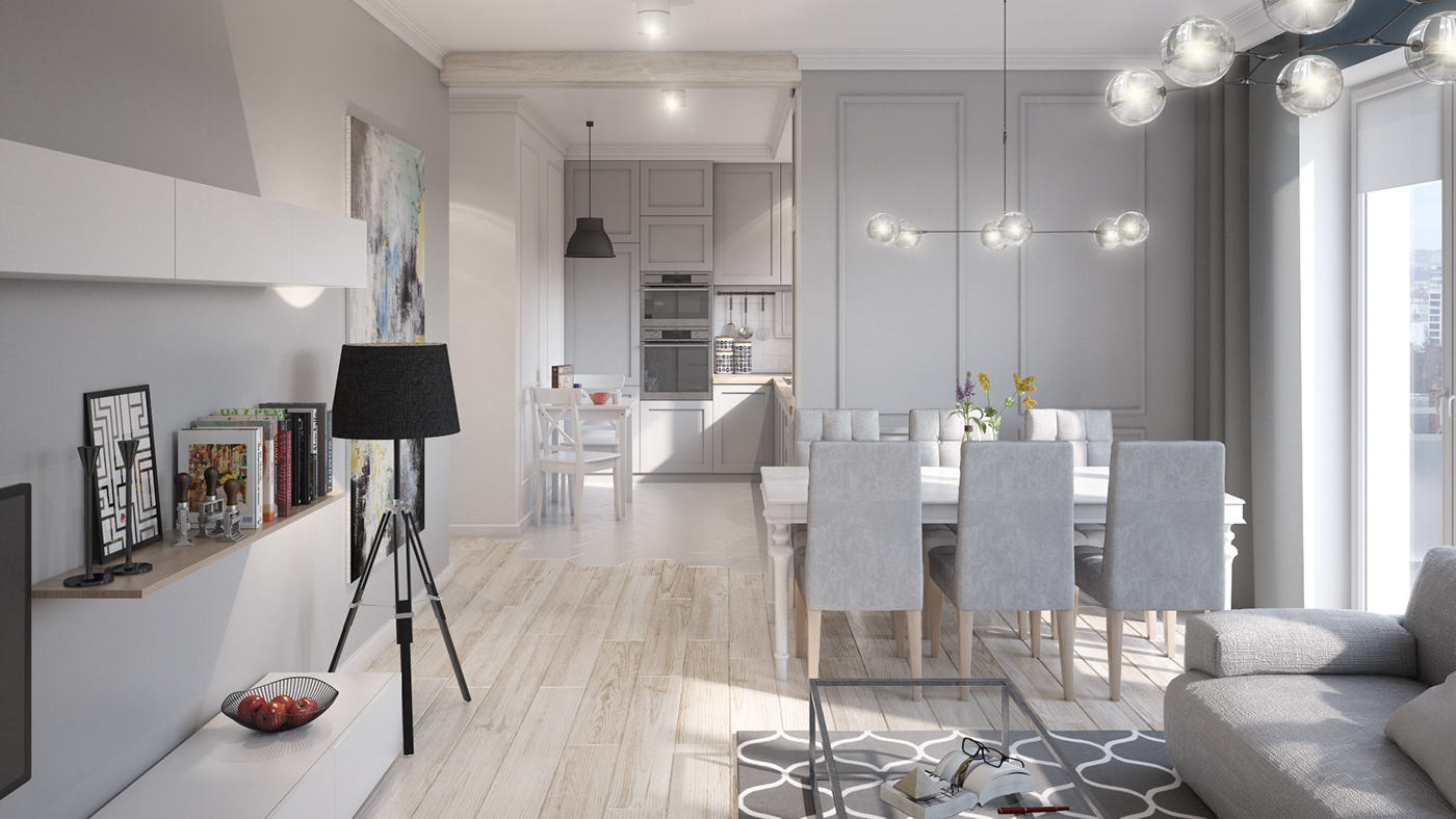 Scandinavian apartment visualizations cinema 4d V-ray c4d photoshop realistic industrial interiors