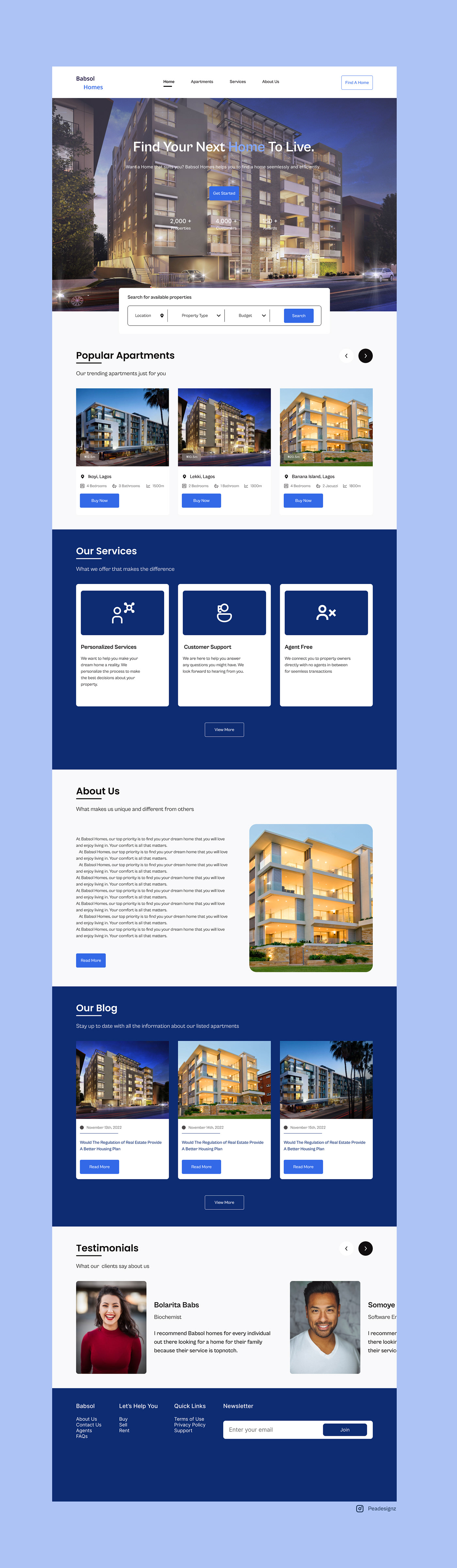 Figma landing page real estate UI ui design Web Design  web landing page
