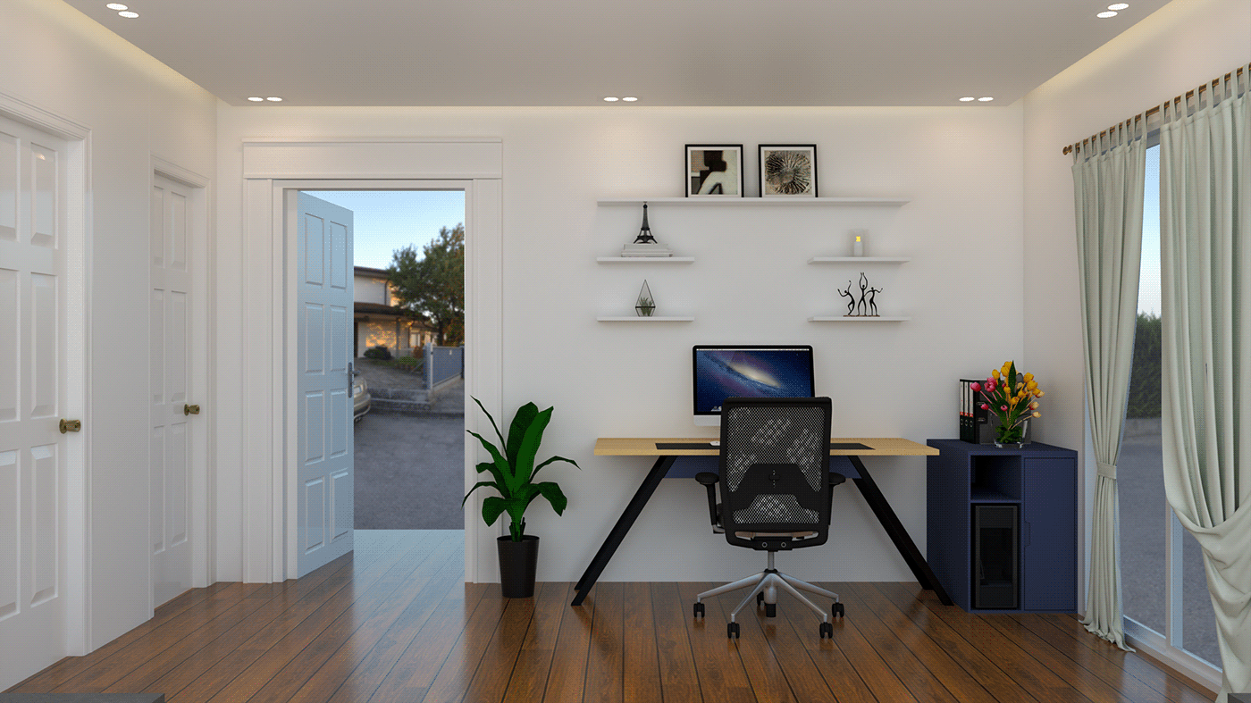 3D architecture exterior furniture home decor Interior interior design  Render visualization working desk