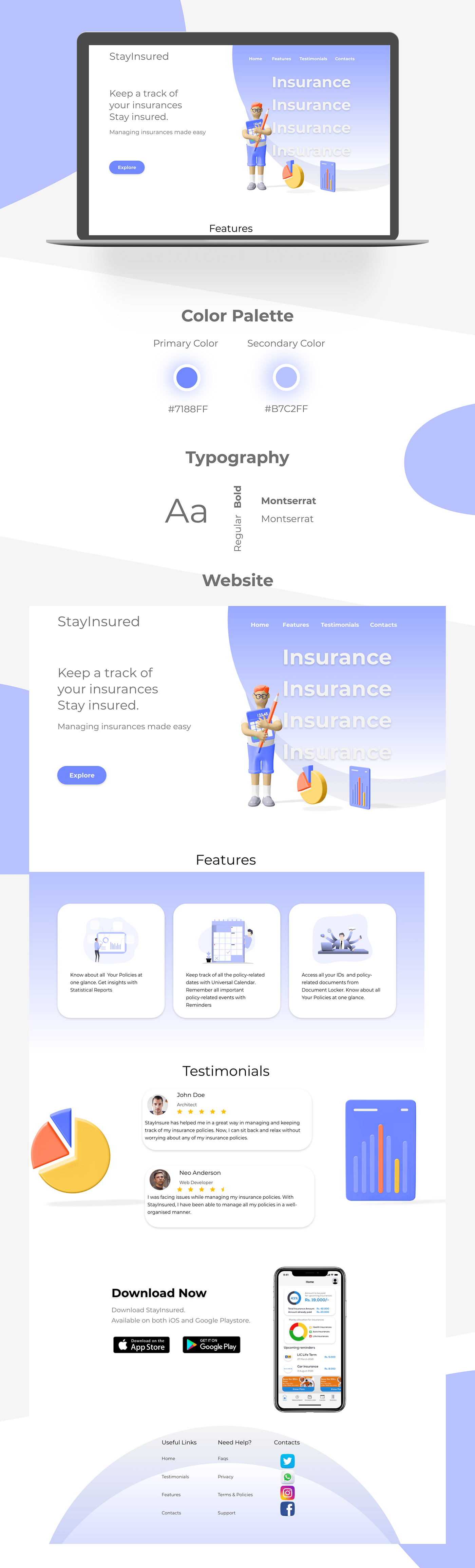 insurance policies portfolio presentation ui design UI/UX UX design Web Web Design  website presentation