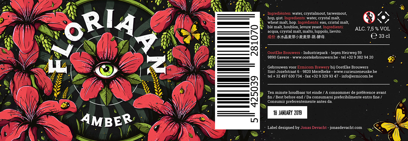 beer label Packaging ILLUSTRATION  hippie flowerpower Nature psychedelic poster Jonas Devacht
