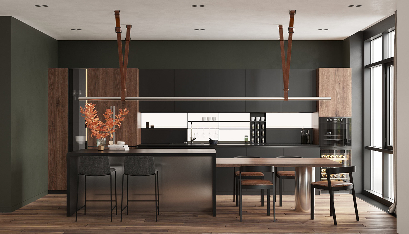 architecture design interior design  interor kiev kitchen Kyiv living room Render visualization
