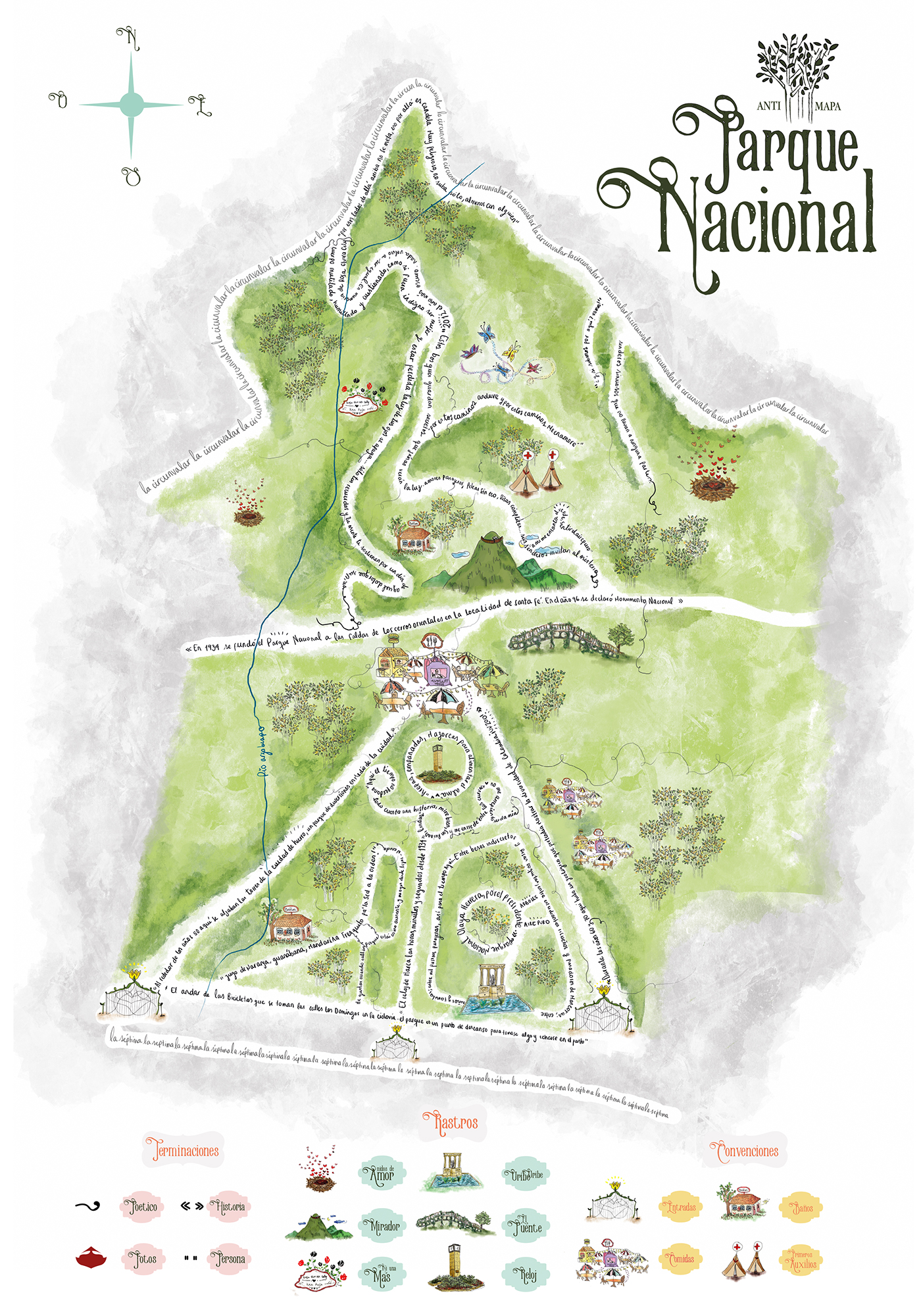 Park Mapping Calligraphy   ILLUSTRATION  parque nacional bogota Anti Mapa