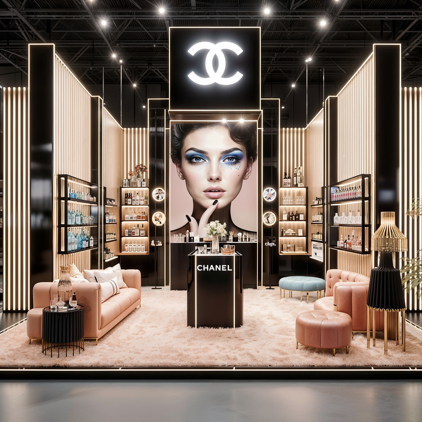 cosmetics beauty Fashion  woman Exhibition  exhibition stand Exhibition Booth chanel