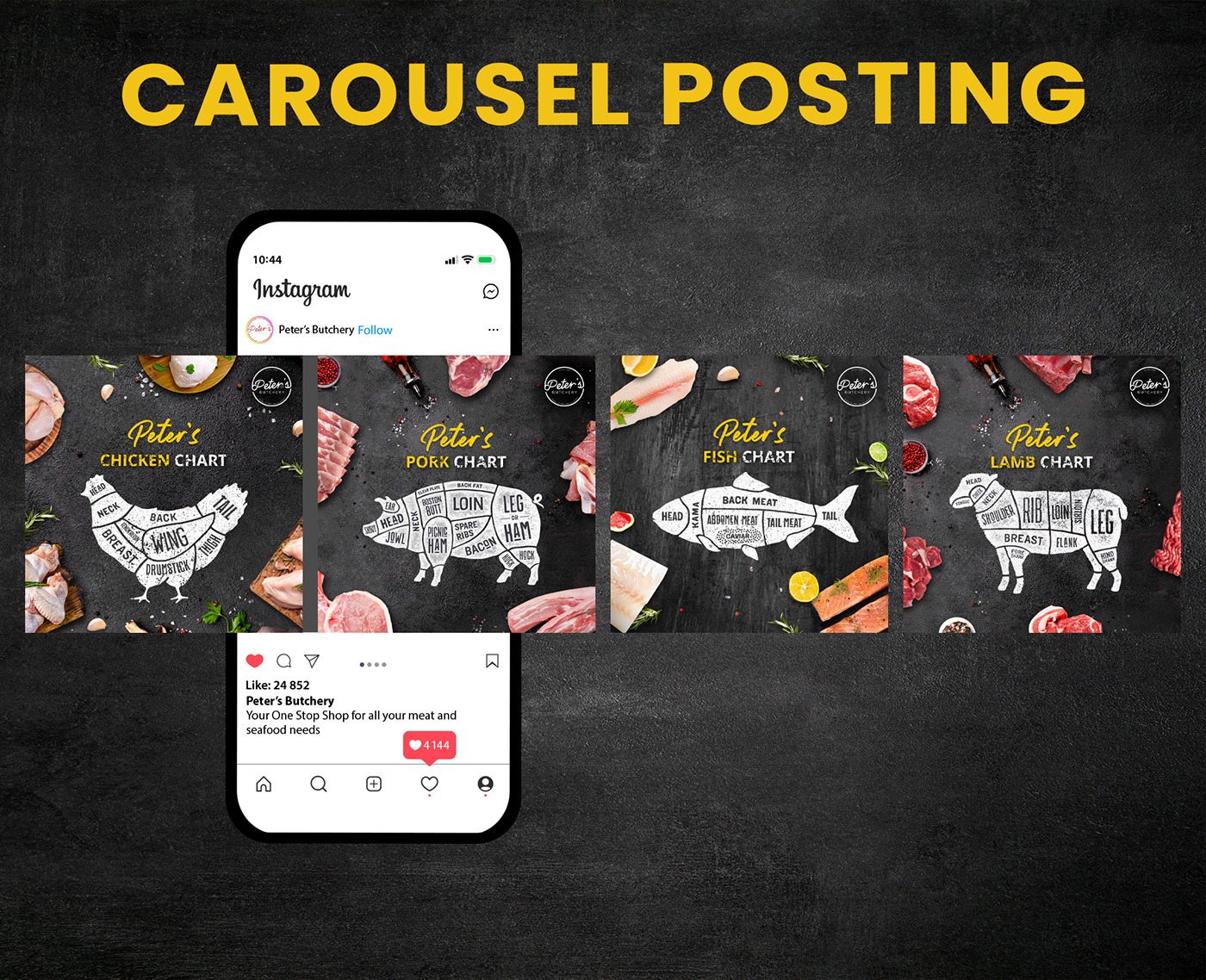 graphic design  social media marketing Social media post design meat Food  Adobe Photoshop adobe illustrator butcher