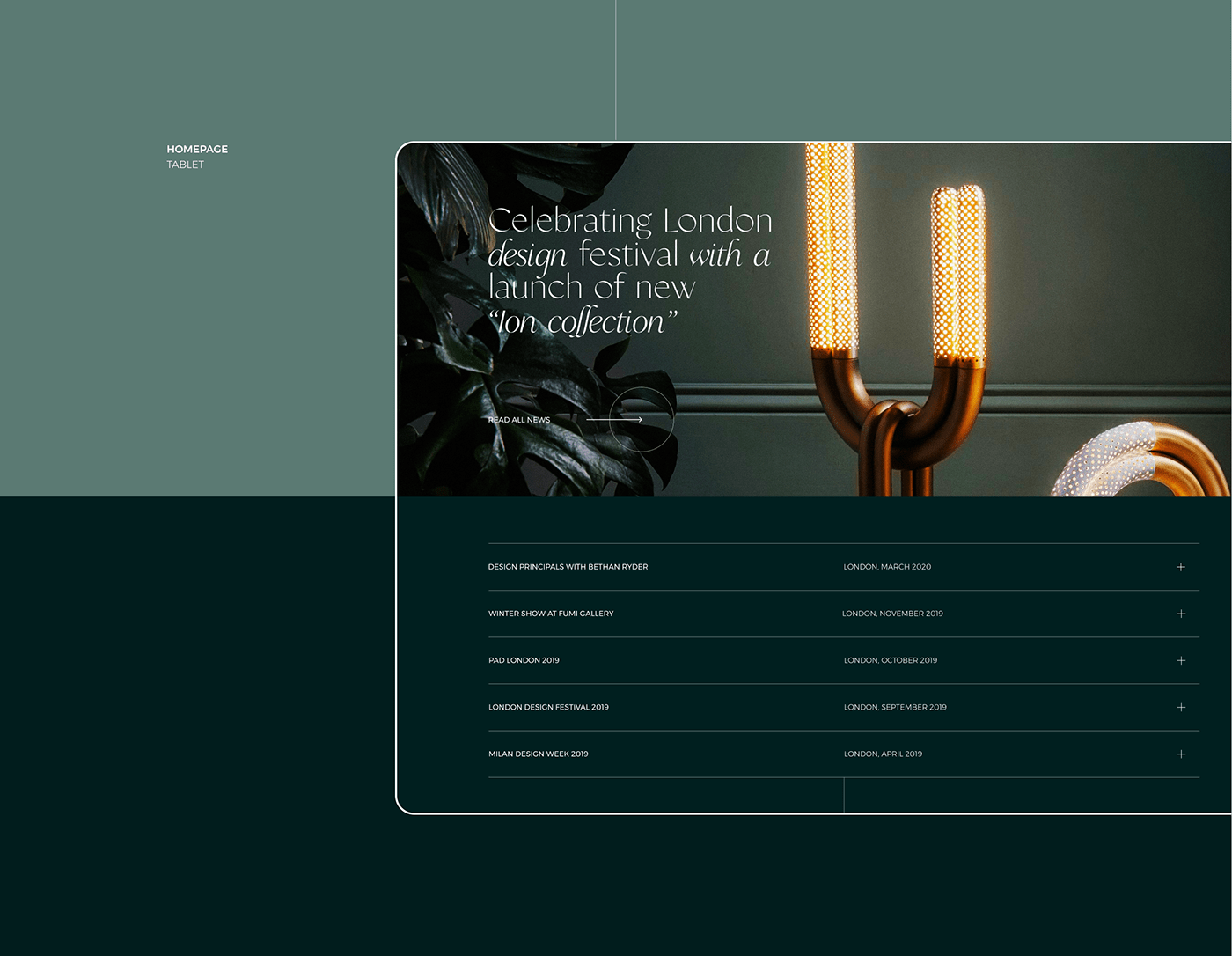 concept furniture redesign UX UI Web Design  Website Dark Green design designer green