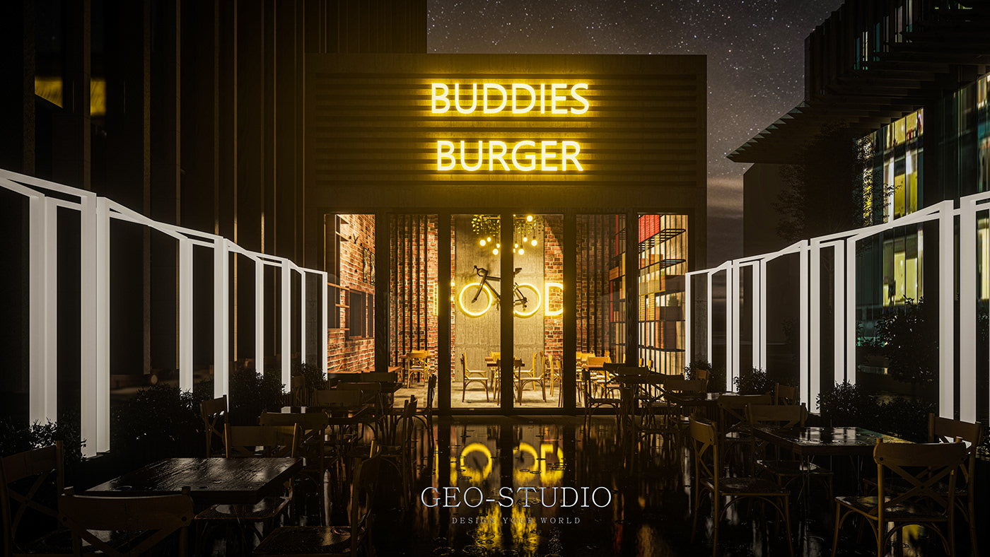 burger restaurant restaurantdesign restaurant design interior design  exterior architecture visualization iraq BAGHDAD