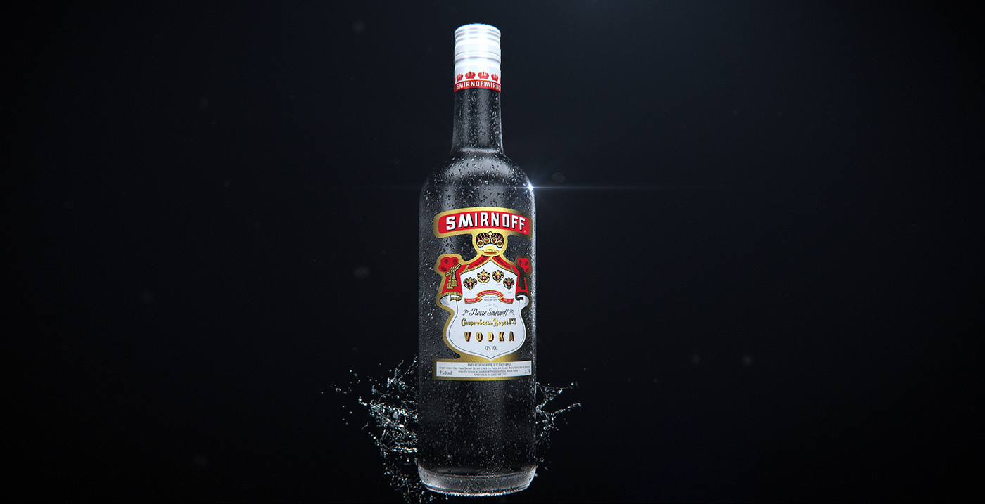 Smirnoff Vodka 3D bottle Liquid animated texture